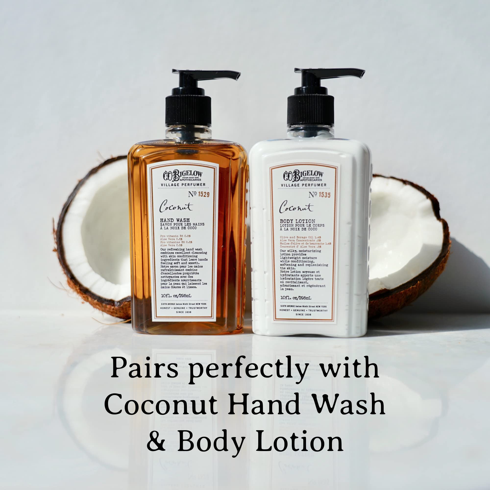 C.O. Bigelow Coconut Body Cleanser - Moisturizing Gentle Body Wash for Men & Women with Aloe Vera, Sodium PCA & Glycerin | 10 fl oz | Hydrating Shower Gel for Dry Skin, Daily Bath & Spa Relaxation