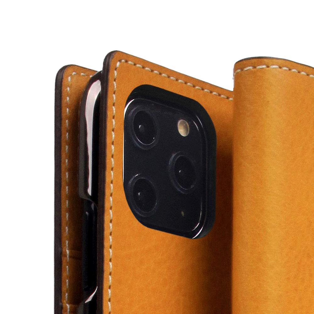 Handcrafted SLG D6 Italian Minerva Box Leather Wallet Case for iPhone 11 Pro - Diary Style with Card Slots & Side Cash Pocket, Premium Gift Box Included (Tan Brown) | Perfect for Everyday Use, Business Travel & Luxury Gifting