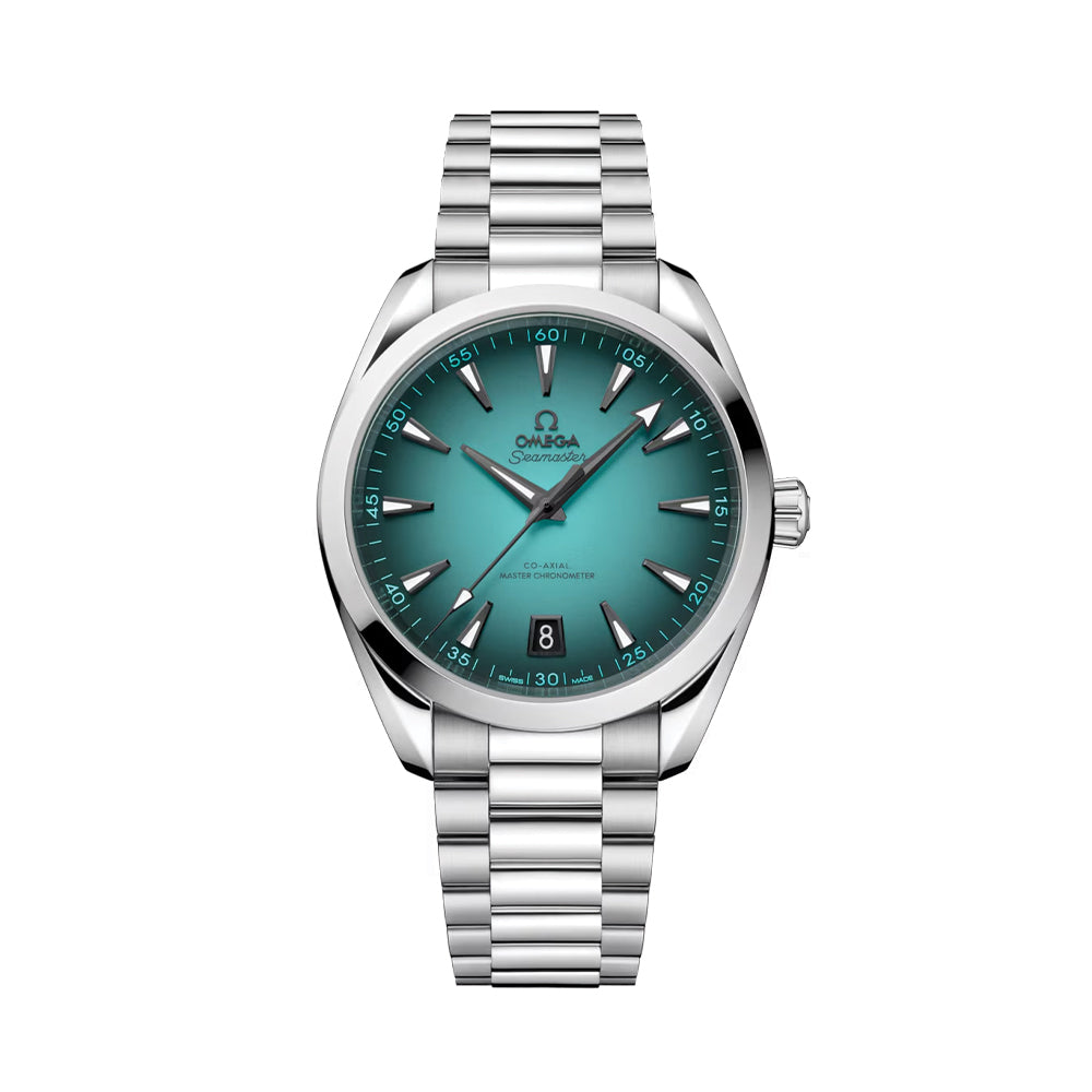 Omega Seamaster Aqua Terra 150M Co-Axial Master Chronometer 41mm Men's Watch - Turquoise Dial on Stainless Steel Bracelet - Luxury Dive Watch for Swimming, Sailing & Formal Occasions