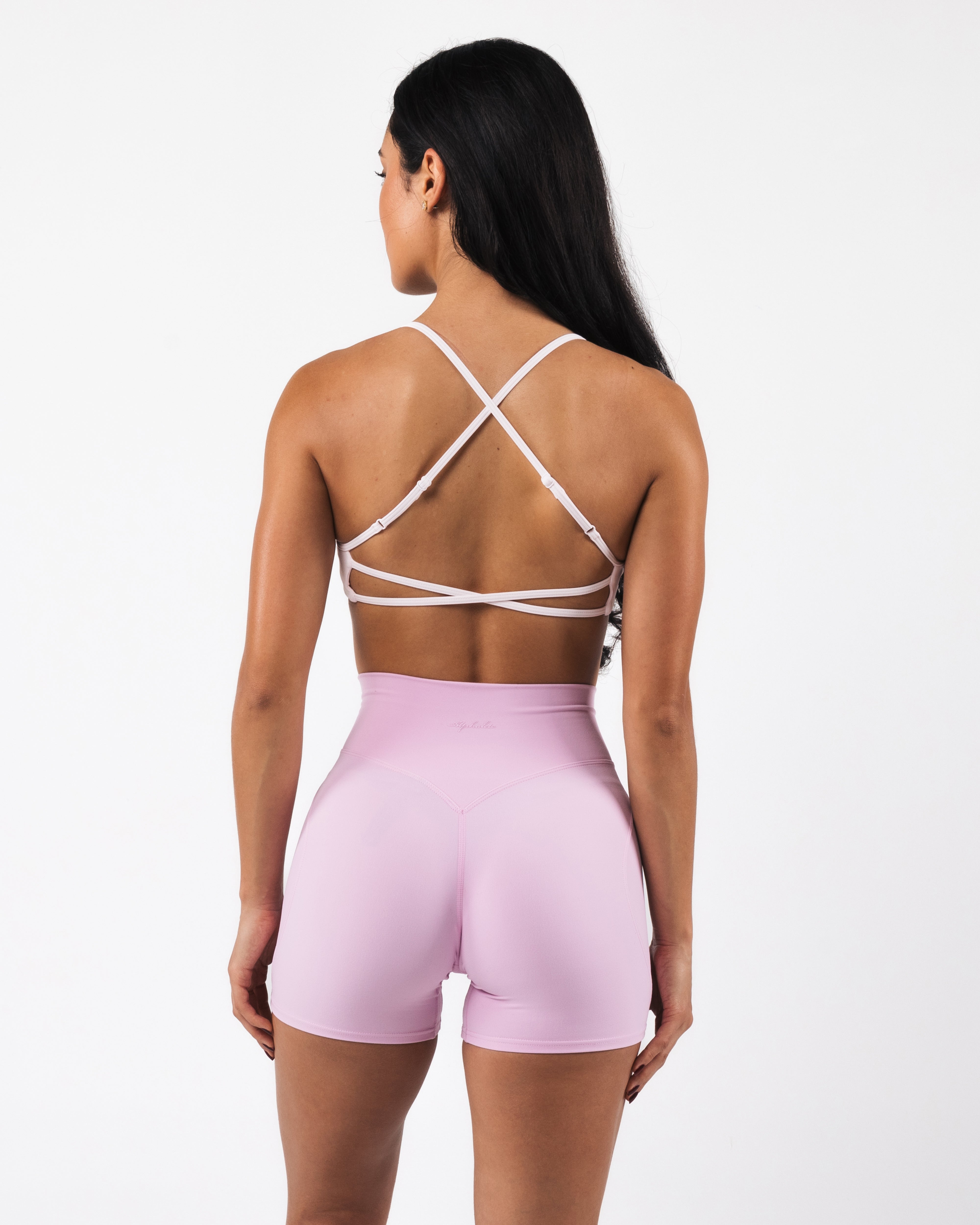 Aura Strappy Bra in Tea Rose - Comfortable Lace Bralette for Everyday Wear & Layering