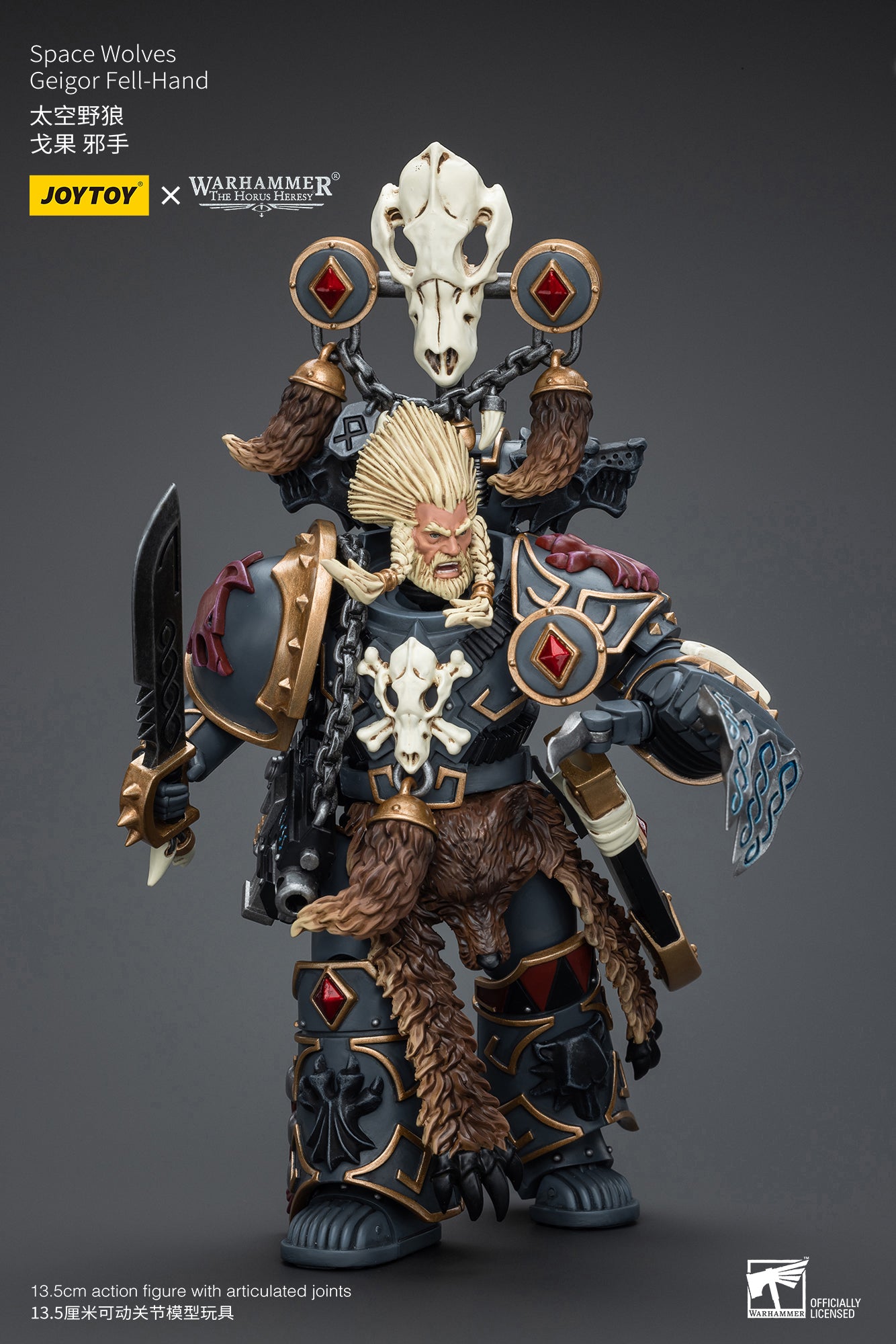 JOYTOY 1/18 Scale Warhammer The Horus Heresy Geigor Fell Hand Action Figure - Space Wolves Legion Collectible for Display & Wargaming Scenes