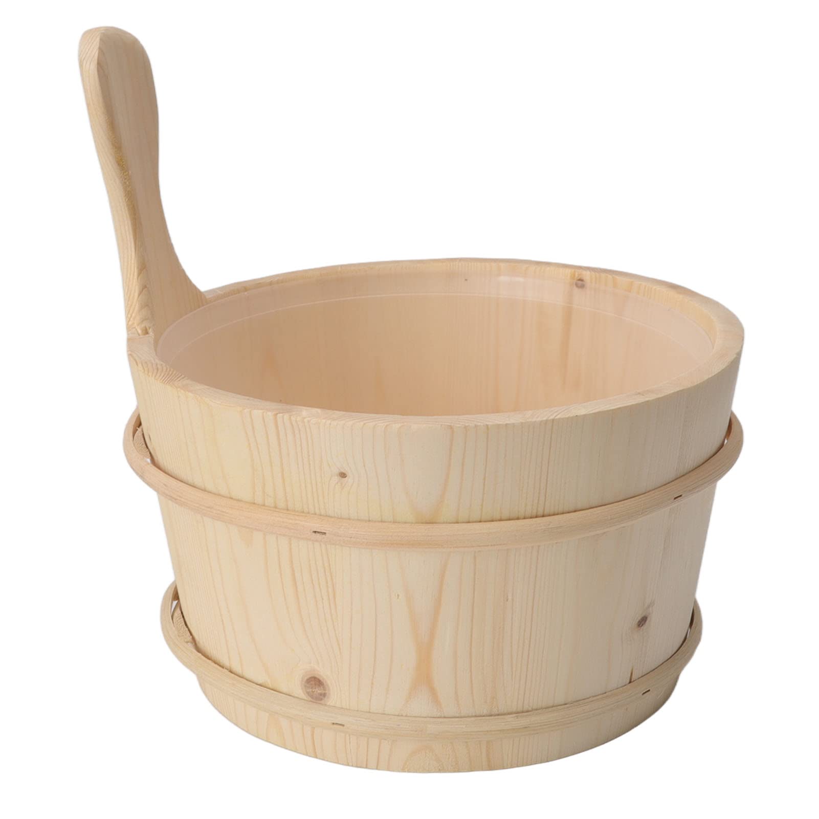 Qcwwy Wooden Sauna Bucket Set, 4L - Handcrafted Wood Sauna Accessory with Plastic Insert for Spa, Swimming Pool - Perfect for Relaxation & Wellness Retreats