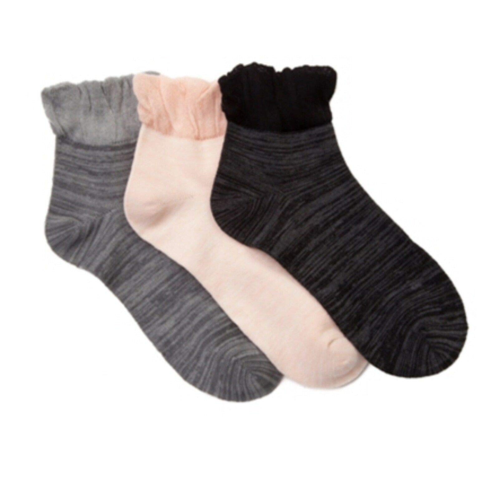 Women's Lace Ruffle Anklet Socks - Black, Gray, Pink - Comfortable & Stylish for Casual Wear, Office & Date Night
