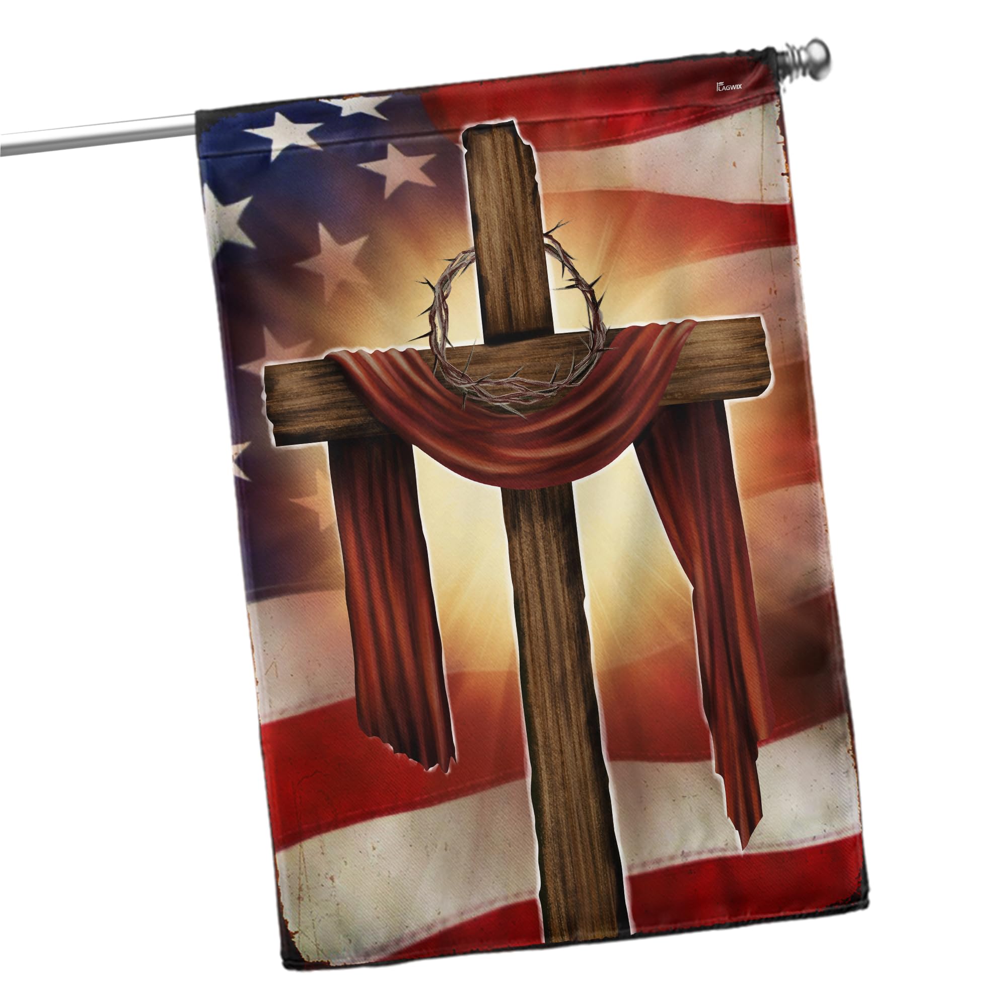 Christian Cross Flag 30x40 Inch - Double Sided Heavy Duty Canvas American Christian Decorations for Indoor & Outdoor Use - Perfect for Home, Church, and Garden Display
