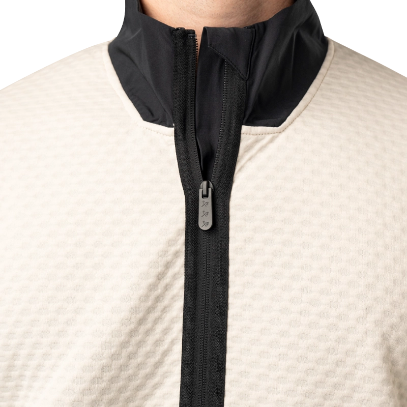 Bauer FLC Textured 1/2 Zip Senior Beige Pullover - Warm & Comfortable Golf & Casual Wear for Men