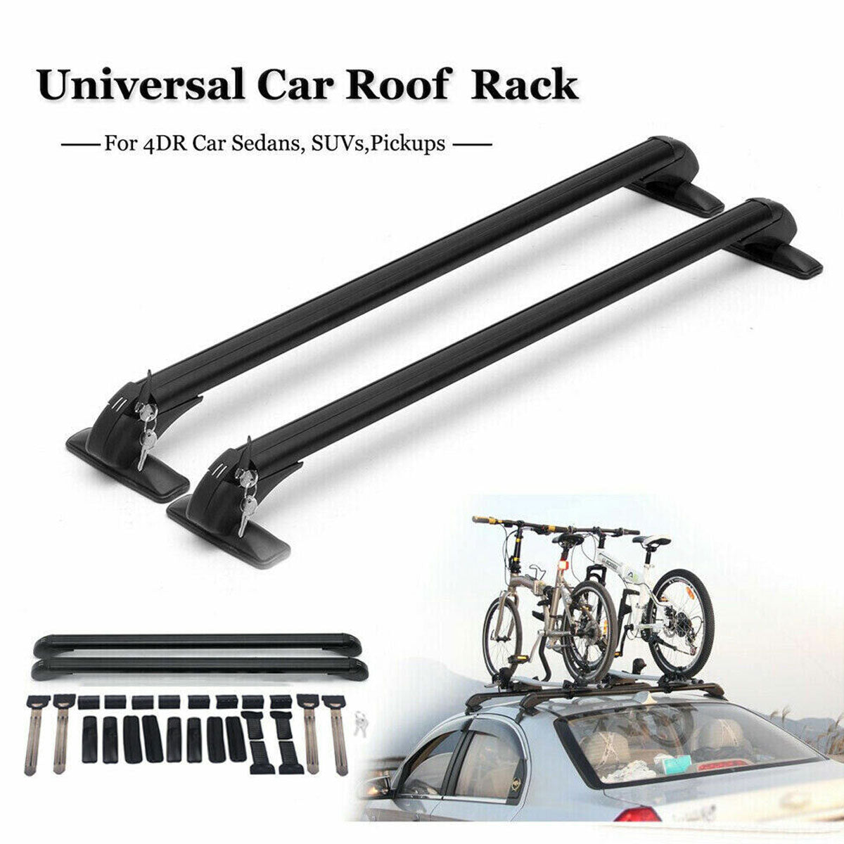 Universal 105cm Car Roof Rack Carrier - Adjustable Aluminum Alloy Cross Bars with Lock System for SUVs, Sedans & Trucks | Perfect for Camping, Road Trips & Outdoor Adventures