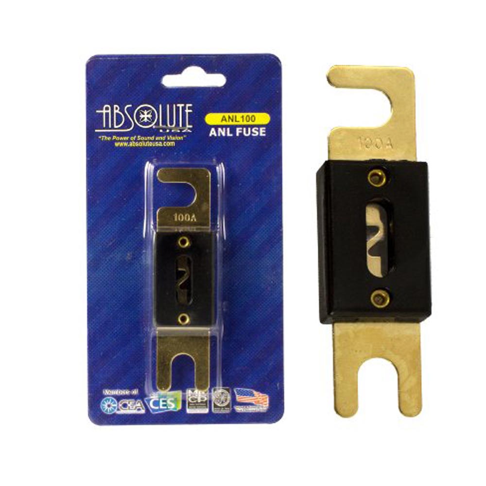 Absolute ANL100 ANL Fuses 100 Amp Gold Plated - High Current Protection for Car Audio, Marine & Solar Power Systems