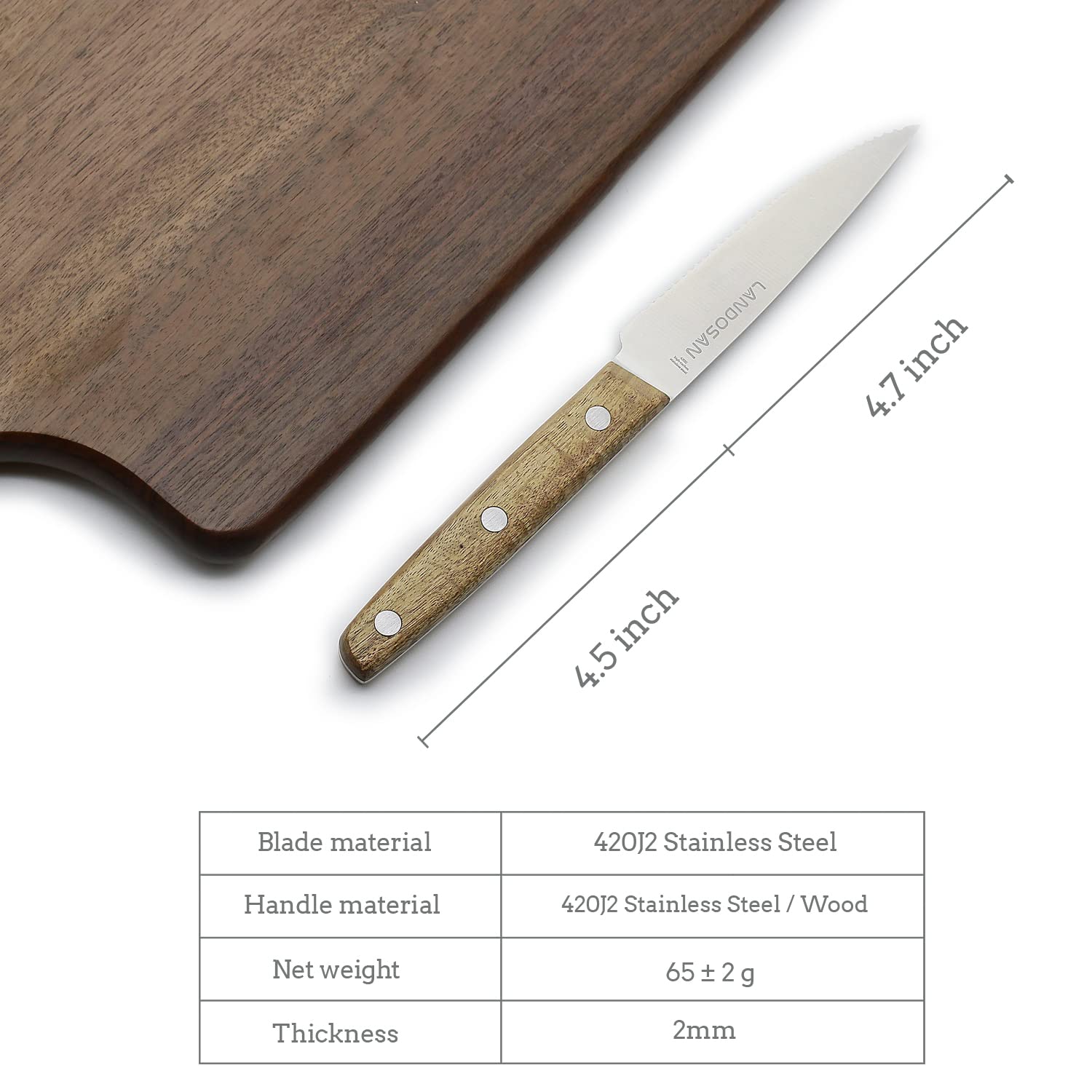 Premium 6-Piece Steak Knife Set - Stainless Steel Serrated Blades with Natural Wood Handle - Perfect for Steak Dinners, BBQ Parties & Fine Dining Experience