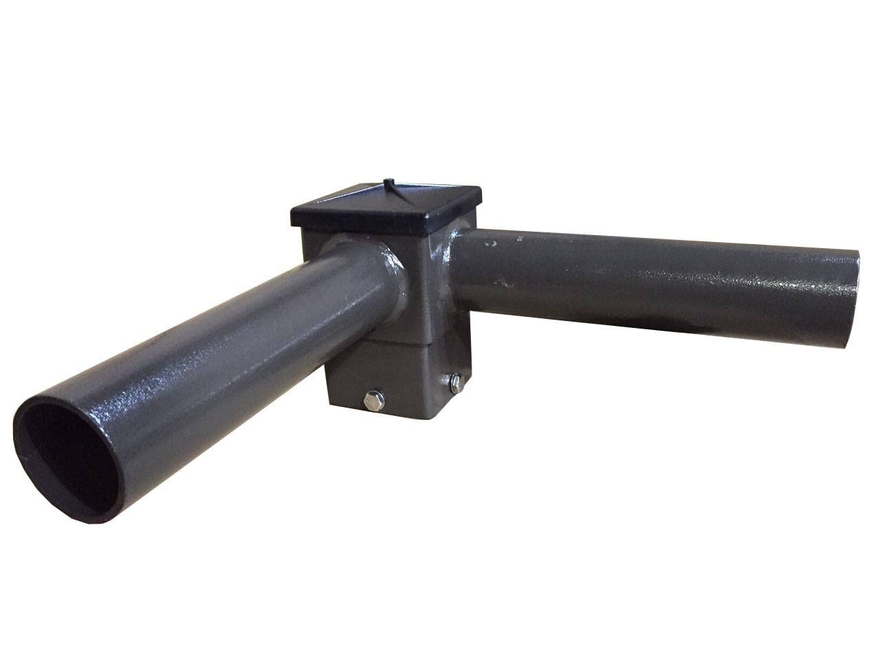 Heavy Duty 90 Degree Double Spoke Arm Bracket with 2 Light Horizontal Tenon Adaptor - Square Pole Mount for Outdoor Shoebox Lights, Parking Lot Lighting, Street Lights & Area Lights | Durable Construction for Harsh Weather Conditions