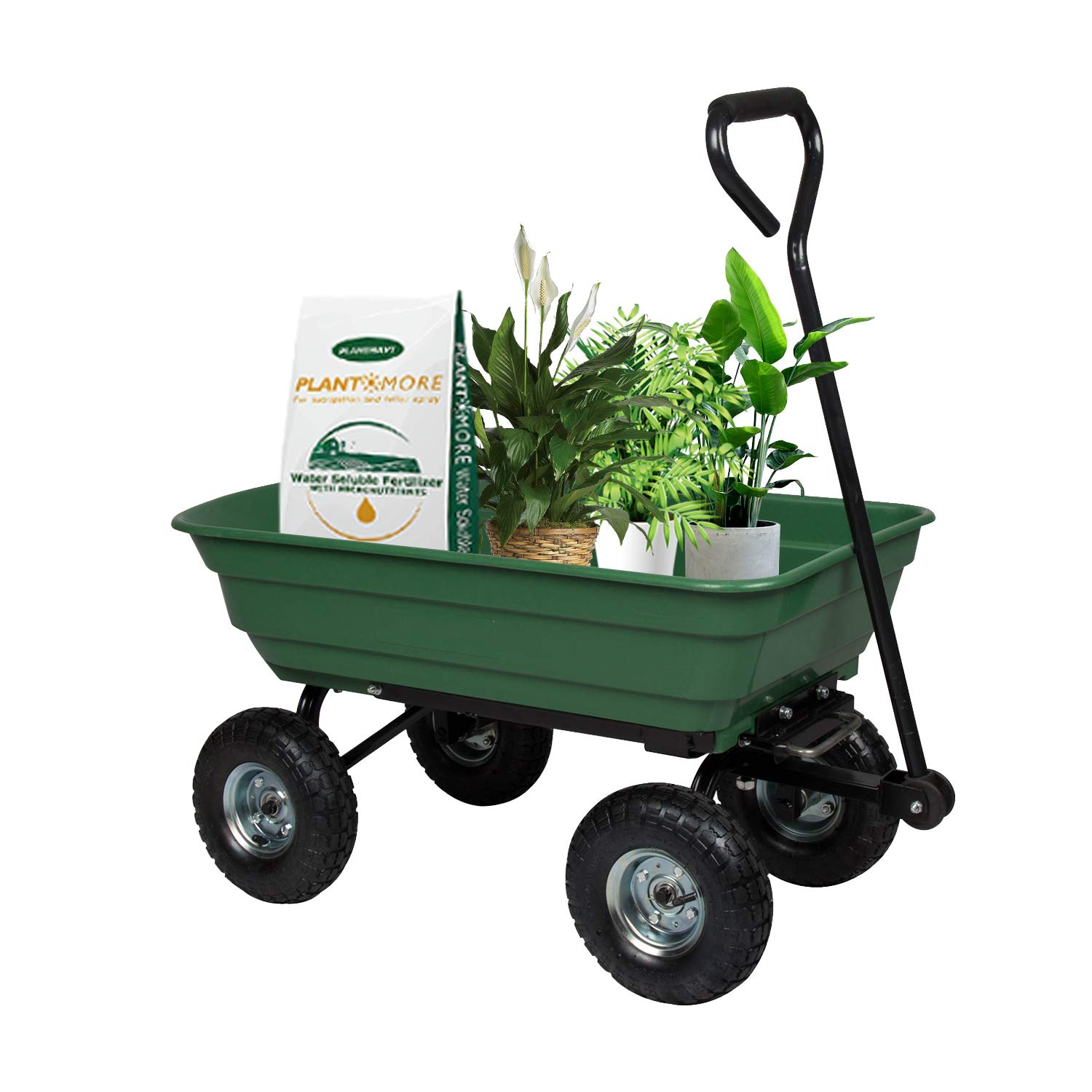 Heavy Duty Garden Dump Cart Wagon with Steel Frame & Pneumatic Tires - Perfect for Gardening, Landscaping, Yard Work & Home Improvement Projects
