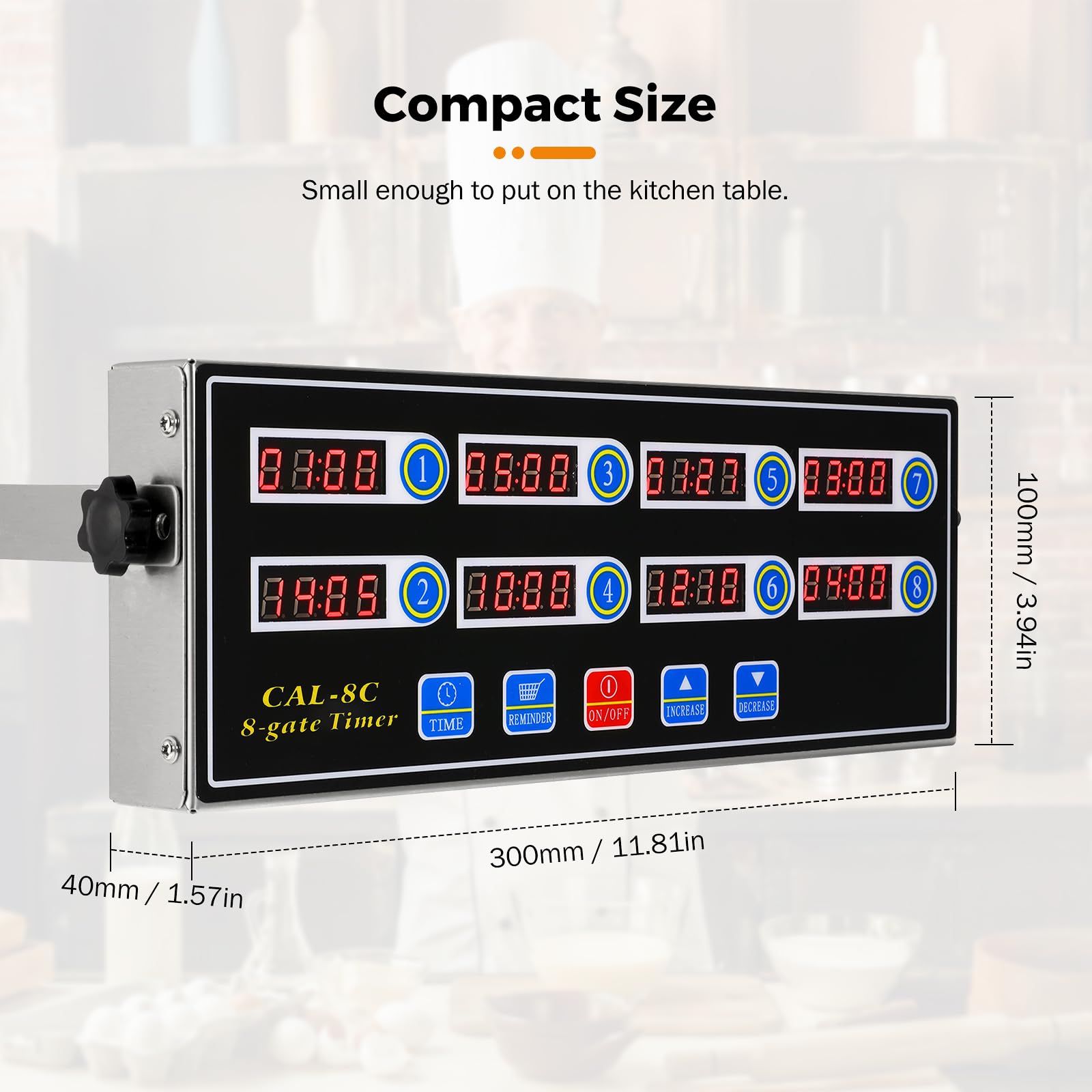 BEAMNOVA 8-Channel Digital Kitchen Timer with Loud Alarm - Stainless Steel Commercial Cooking Timer for Restaurants, Bakeries & Home Use - Adjustable Volume for Cooking, Baking, Frying & Meal Prep