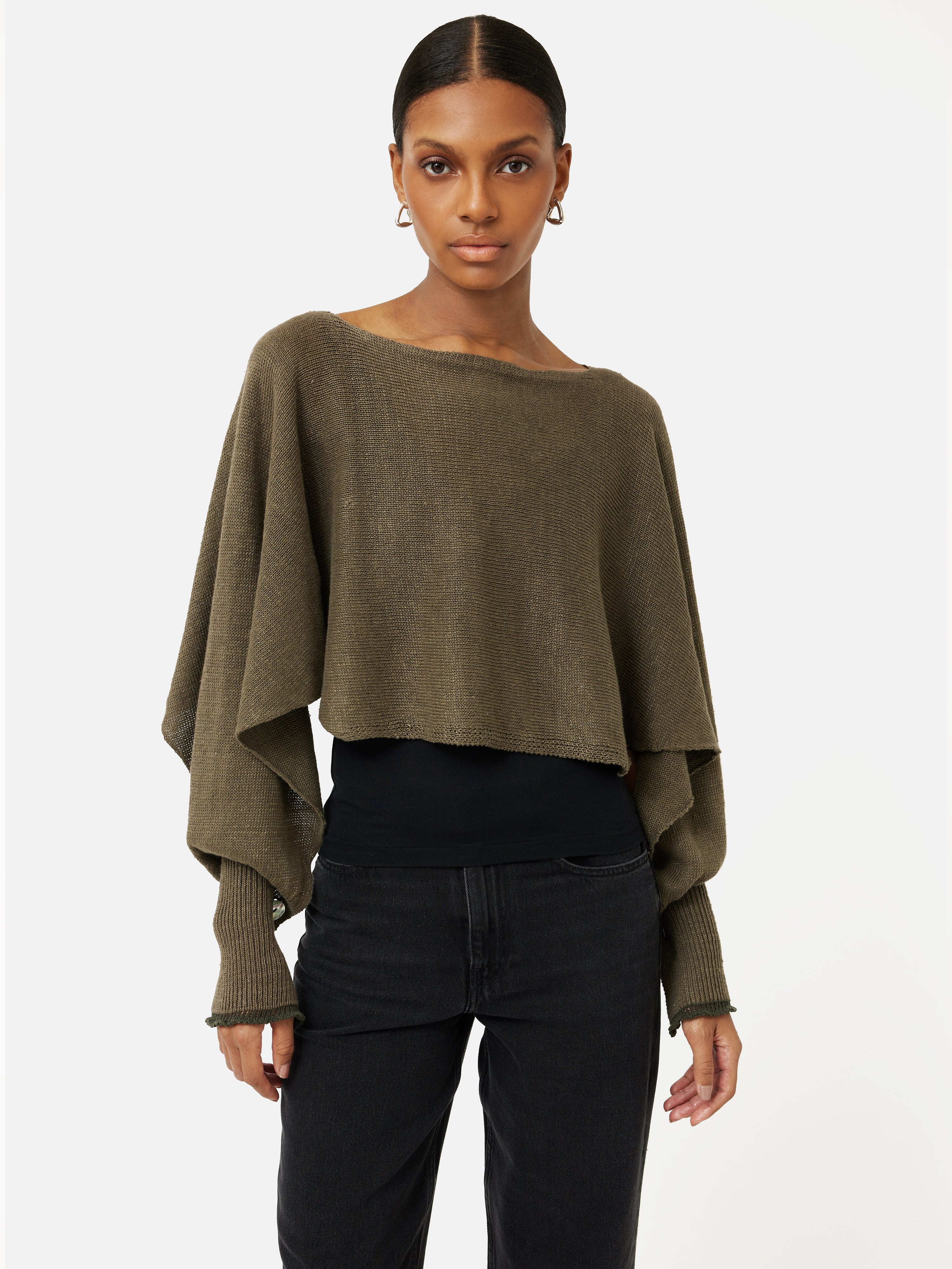 Pure Linen Poncho Sweater for Women - Soft & Breathable Khaki Wrap Cardigan | Perfect for Beach Cover-Up, Casual Outings & Boho Fashion