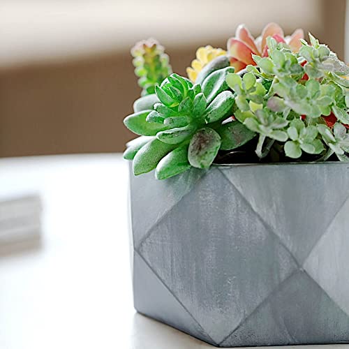Geometric Gray 4-inch Concrete Flower Pot - Mini Planter for Succulents, Herbs & Small Plants | Wedding Centerpiece, Party Decor & Home Decoration | Perfect for Indoor Tabletop, Office Desk & Garden Decor