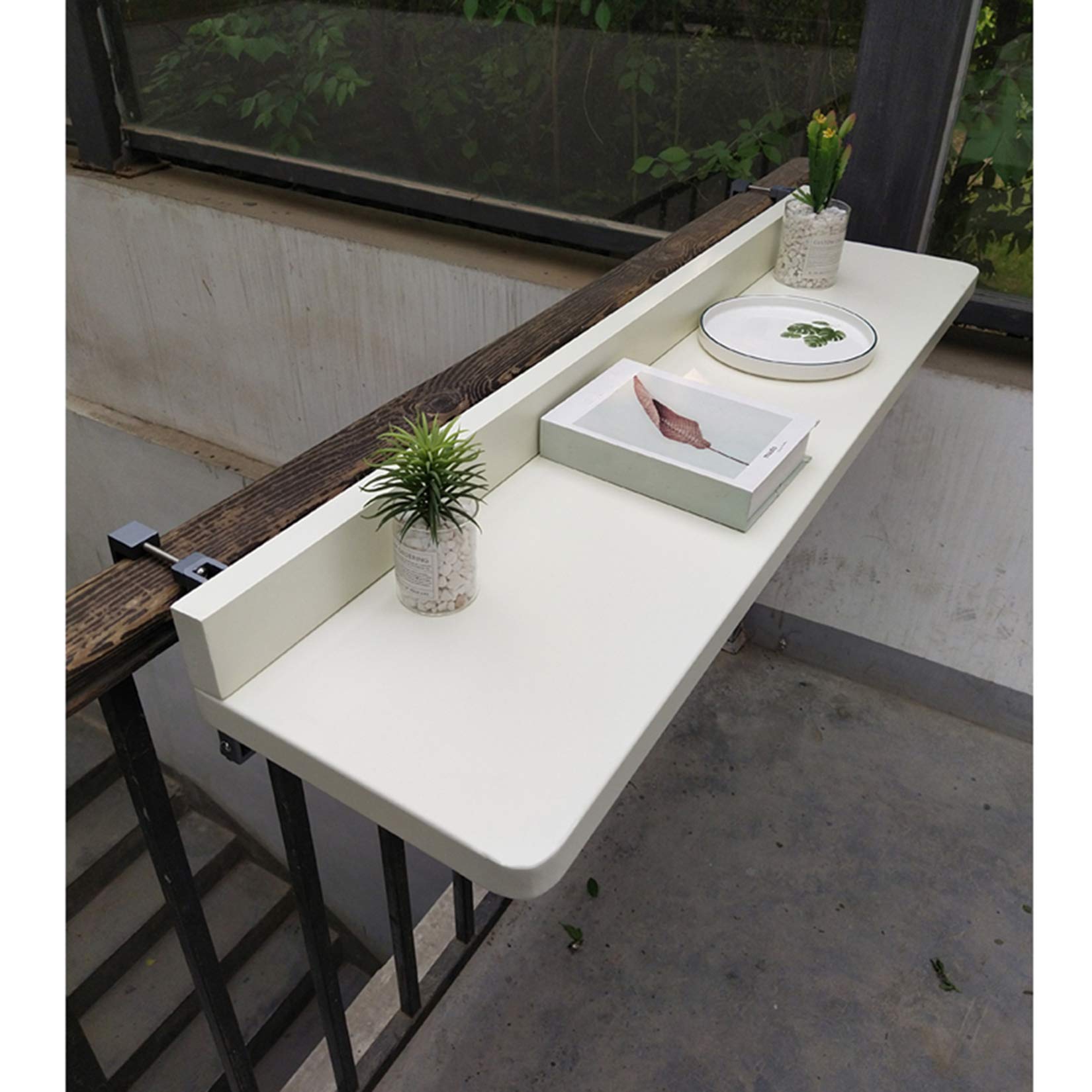 Portable Folding Side Table for Outdoor Balcony - Adjustable Hanging Railing Table for Deck, Patio & Garden - Perfect for Laptop, Dining & Bar Counter Use