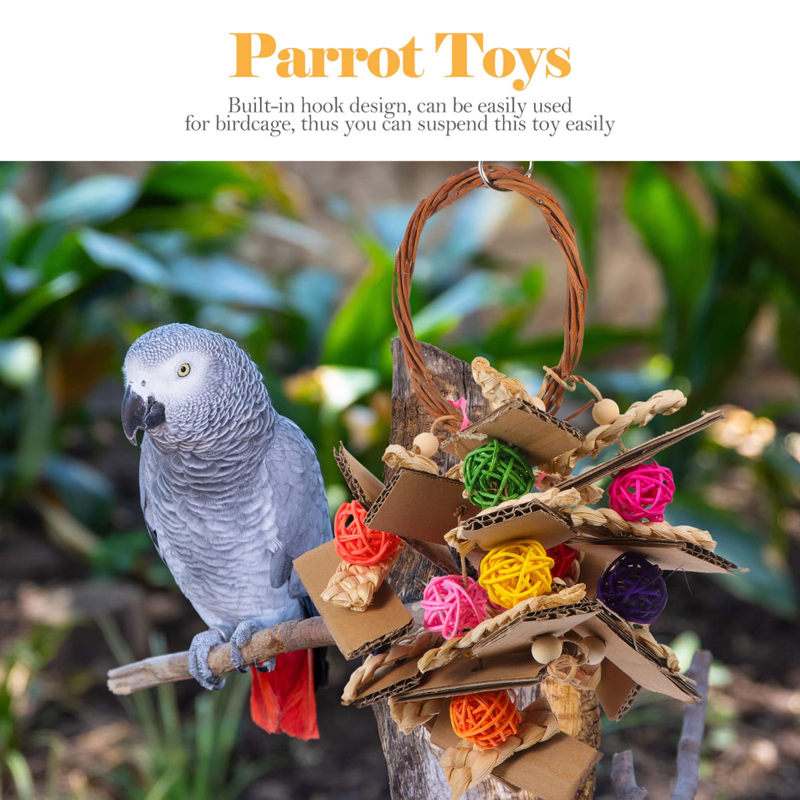 Durable Wooden Parrot Chewing Toy for Pet Birds - Natural Grinding & Biting Toy for Parakeets, Cockatiels, Macaws - Cage Accessories for Stress Relief & Beak Care | Perfect for Playtime & Mental Stimulation