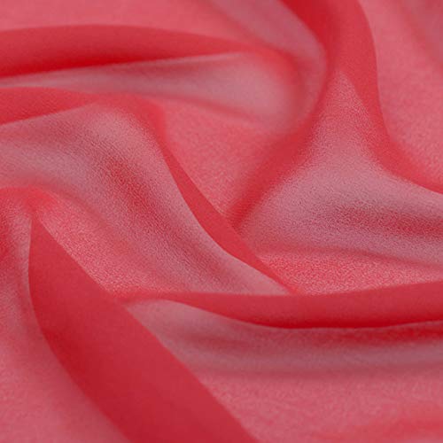 100% Pure Silk Chiffon Fabric by The Yard - Watermelon Red (CH-032) | 48 Color Options | Luxury Soft Silk Material for Dresses, Scarves & DIY Fashion Projects