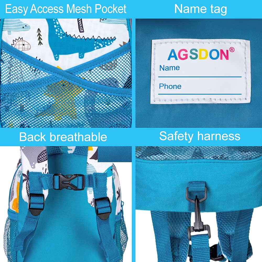 Dinosaur Toddler Backpack with Safety Leash - 9.5 Inch Small Kids Backpack for Boys & Girls - Perfect for Travel, Daycare & Outdoor Adventures