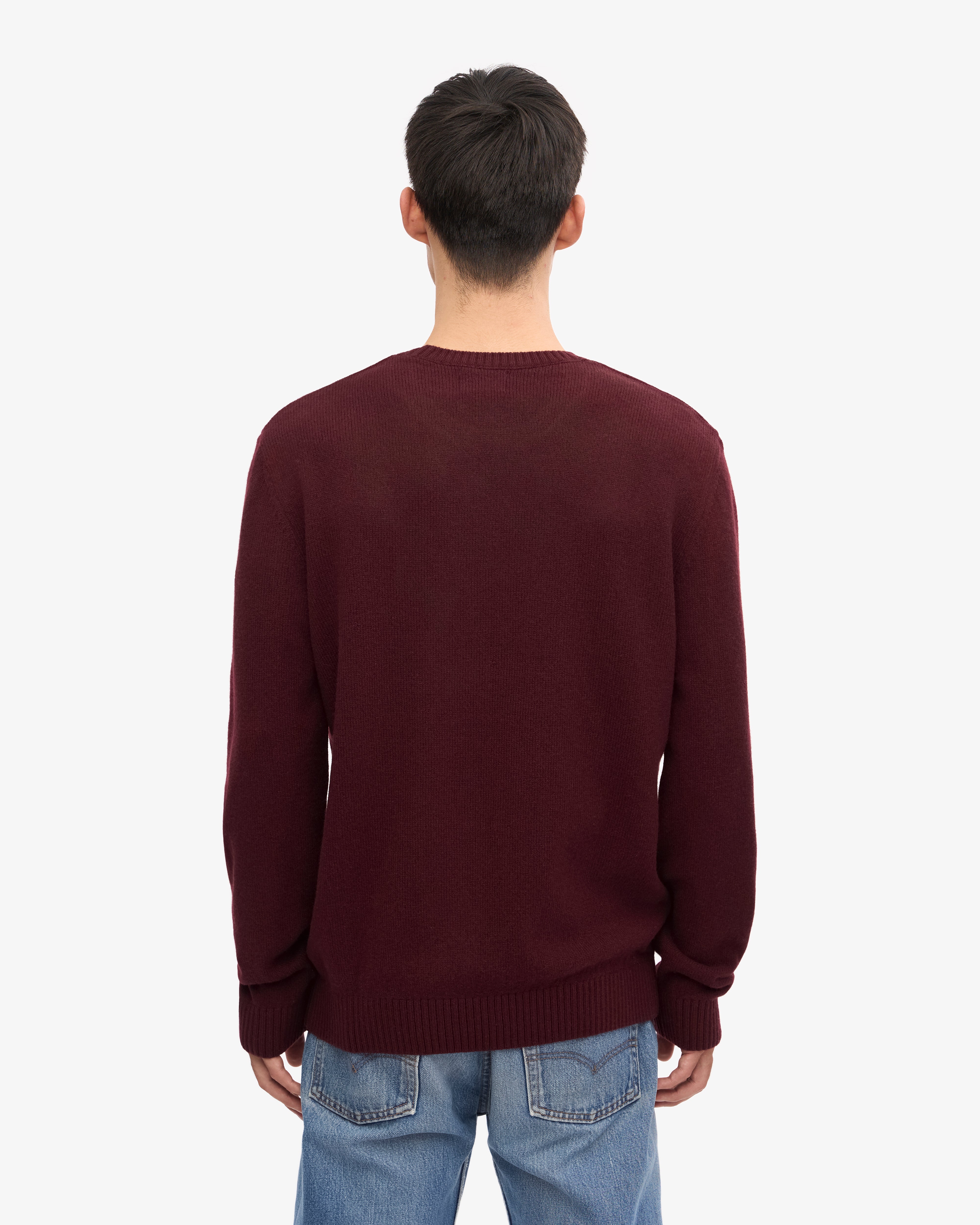 Classic Merino Wool Crew Neck Sweater for Men & Women - Soft Oxblood Red Winter Pullover | Warm & Cozy Casual Wear for Office, Travel & Outdoor Activities