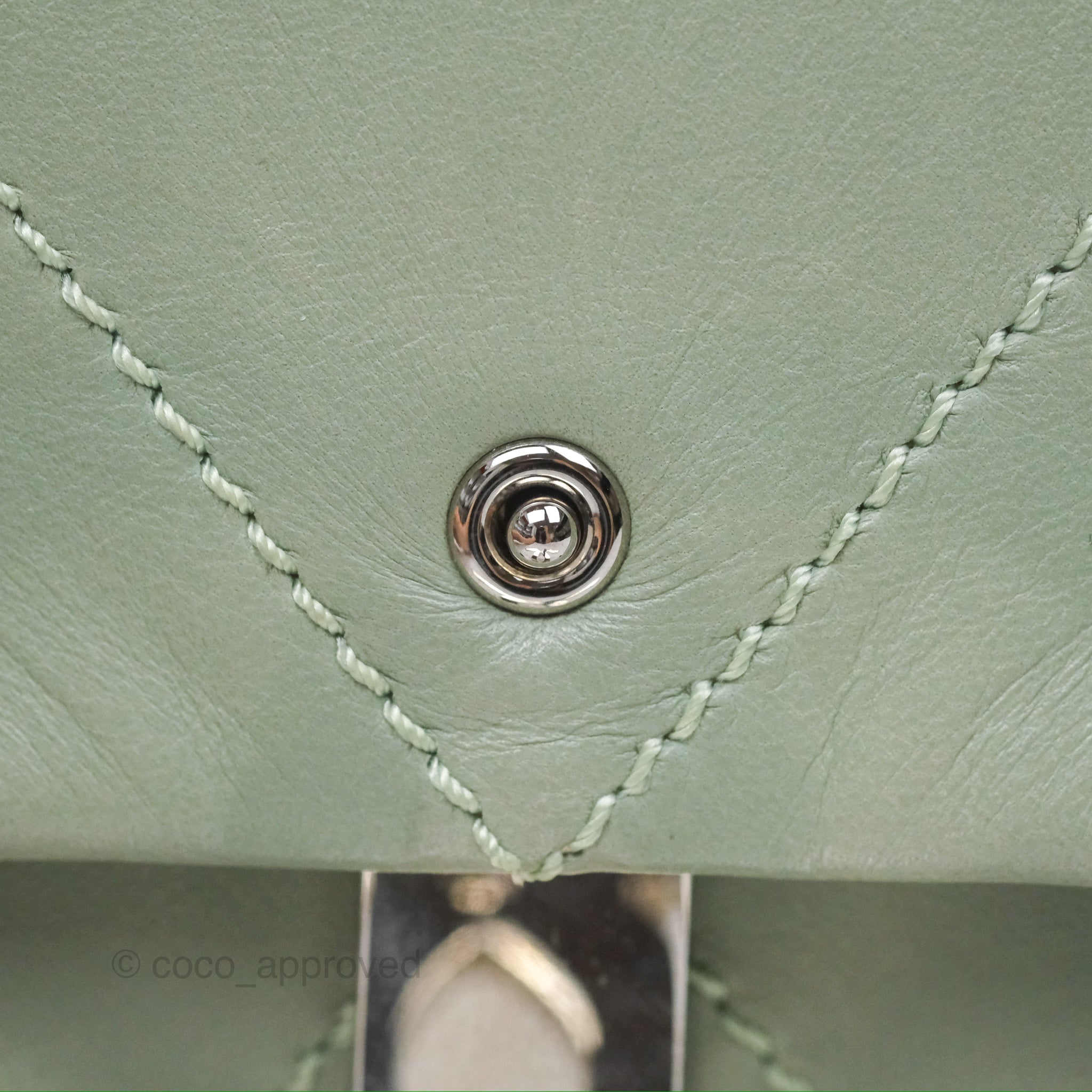 Chanel CC East West Flap Bag Genuine Lambskin Leather Mint Green with Silver Hardware - Luxury Crossbody Purse for Women, Perfect for Date Night & Special Occasions