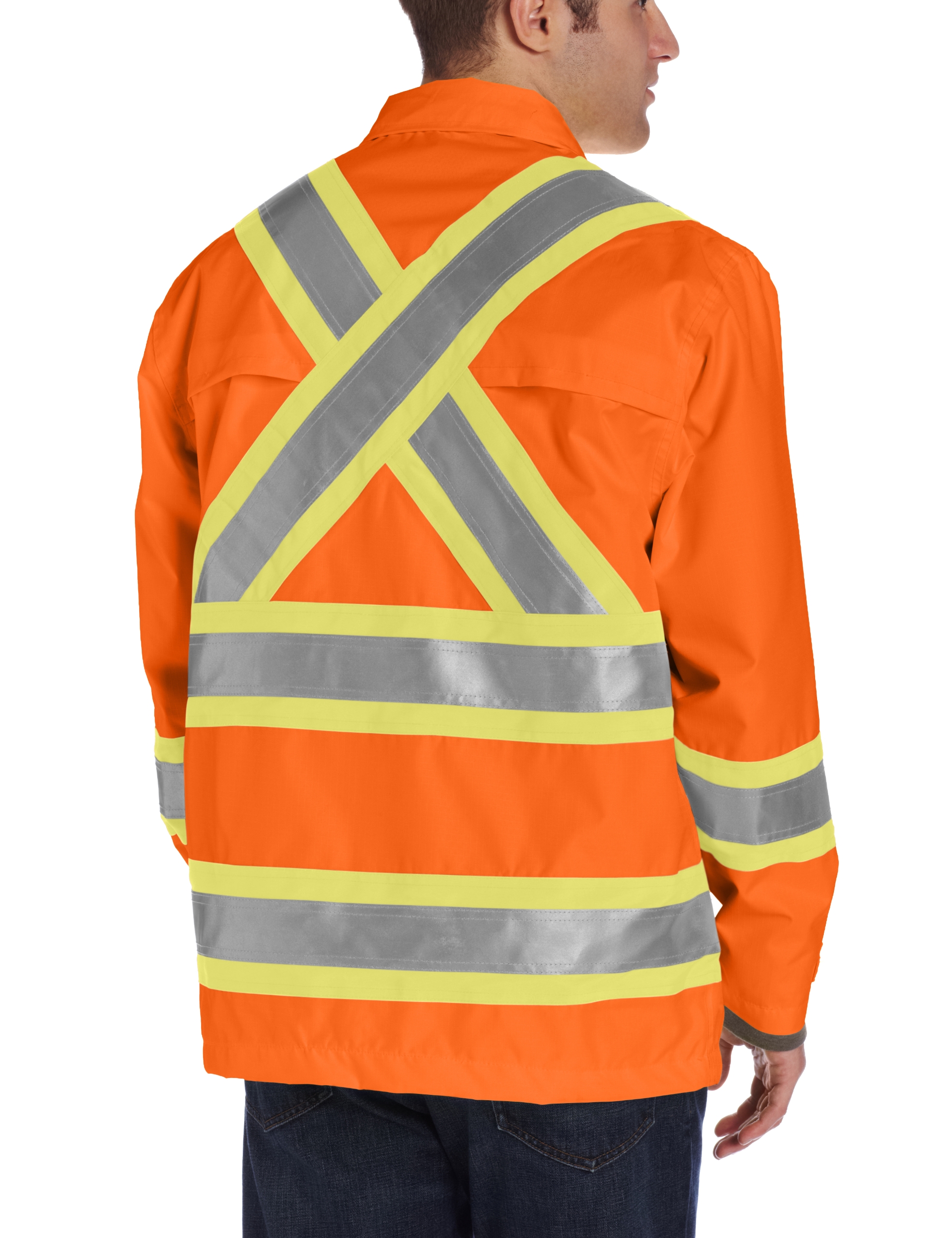 Work King Men's High-Visibility Waterproof Rain Jacket - Reflective Safety Workwear for Outdoor Construction & Stormy Weather
