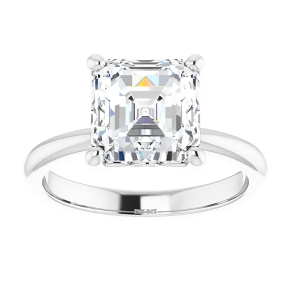 10K Solid White Gold Handmade Engagement Ring - 2.0 CT Asscher Cut Moissanite Diamond Solitaire Wedding Band for Women - Perfect for Proposals, Anniversaries & Bridal Jewelry Gifts