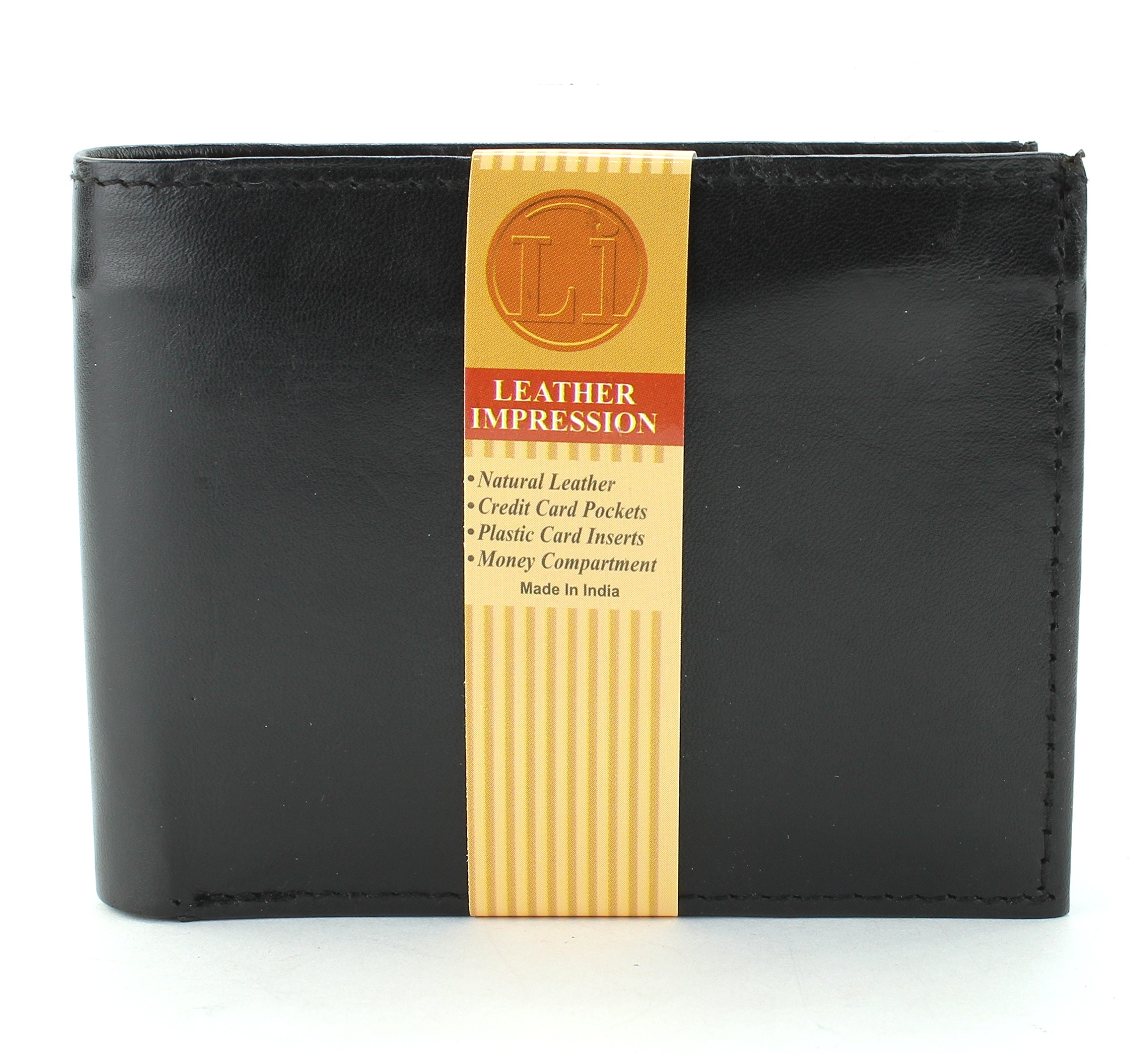 Genuine Leather Bifold Wallet for Men - Slim RFID Blocking Wallet with 12 Card Slots, 2 Cash Compartments & ID Window - Perfect for Everyday Use, Travel & Business (Black)