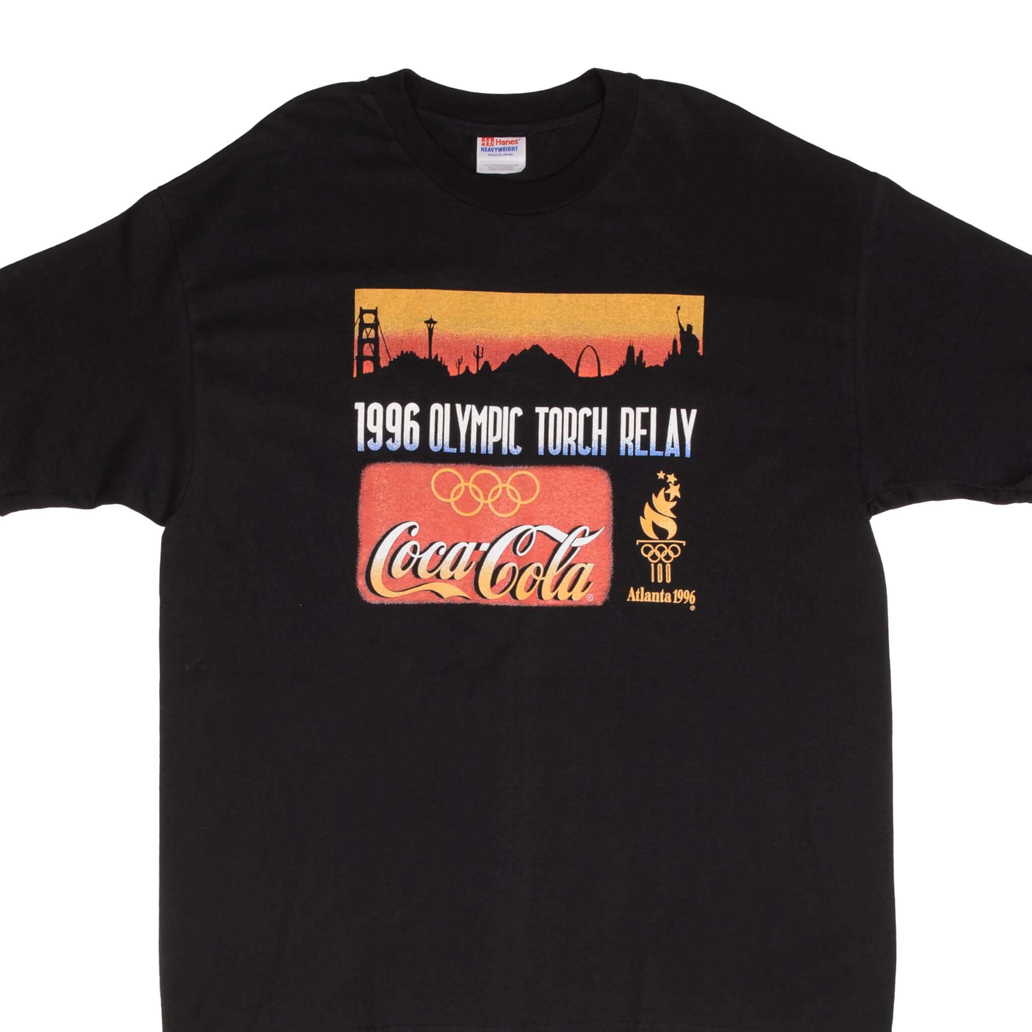 Vintage 1996 Atlanta Olympics Torch Relay Coca-Cola T-Shirt - Size XL - Retro Sports Fan Gift & Collector's Item for Olympics Memorabilia Enthusiasts