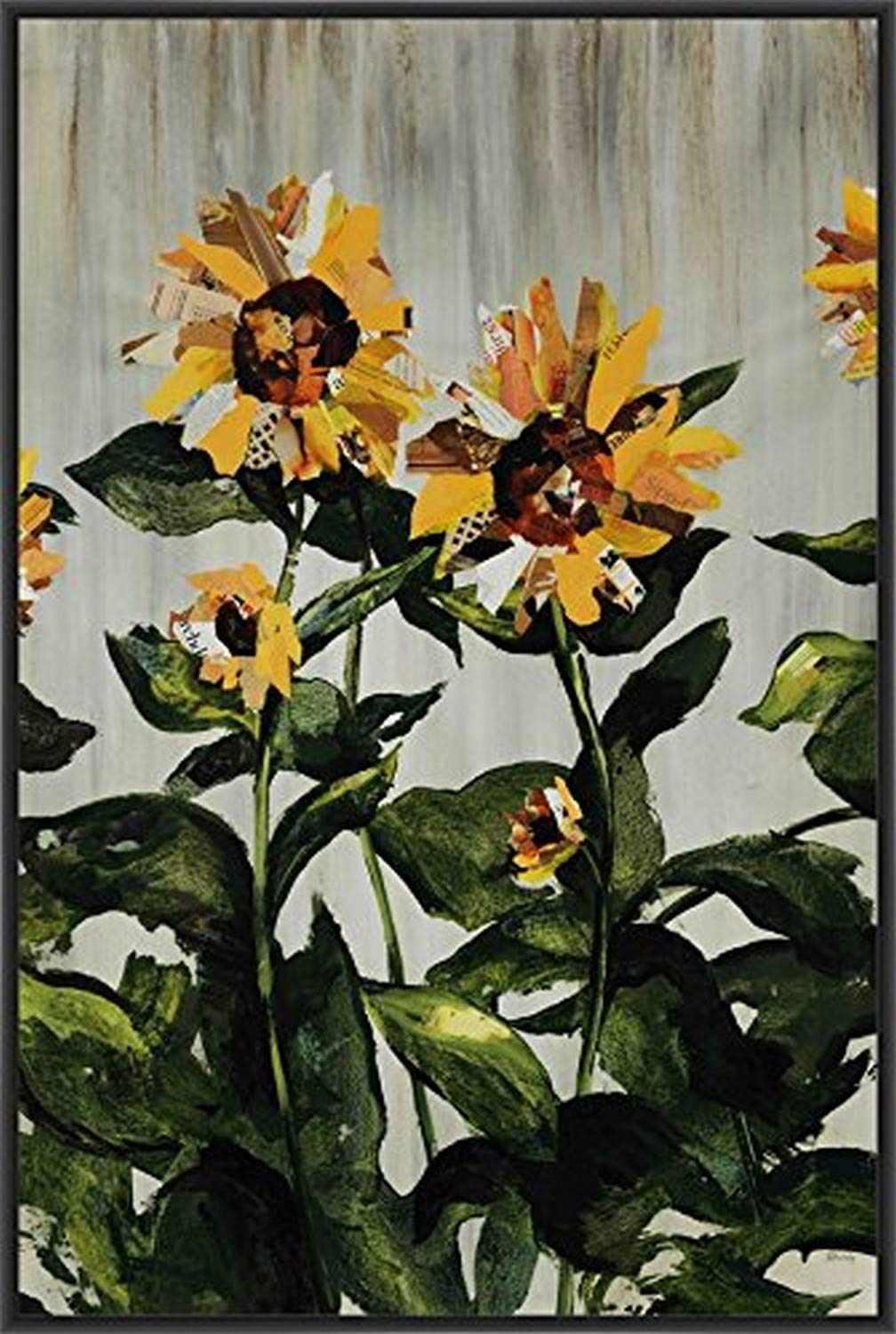 9-15043 Sunflower Canvas Wall Art - Black Framed Painting for Living Room, Bedroom & Office Decor