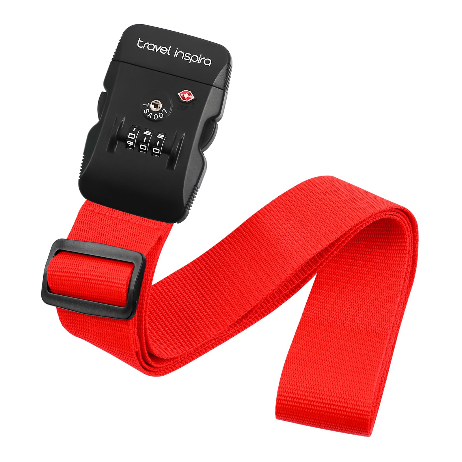TSA Approved Adjustable Luggage Strap with Combination Lock - Secure & Easy to Use Travel Belt for Suitcases, Backpacks & Bags - Perfect for Air Travel, Vacation & Business Trips (Red)