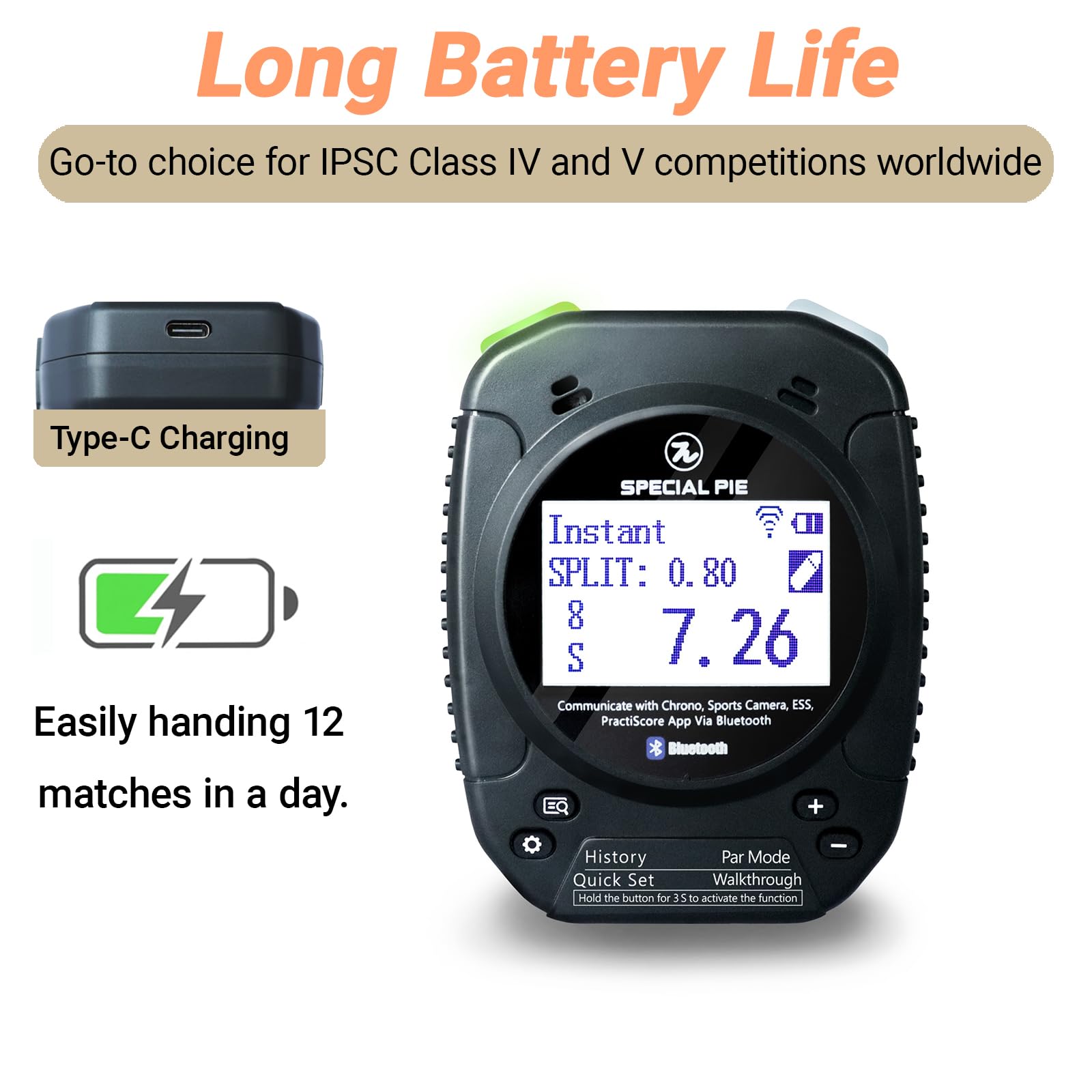 M1A2+W Professional Shot Timer for Shooting Competitions - Wireless Big LED Score Display Sync, IPSC & USPSA Training - Ideal for Shooting Ranges, Gun Clubs & Firearm Practice