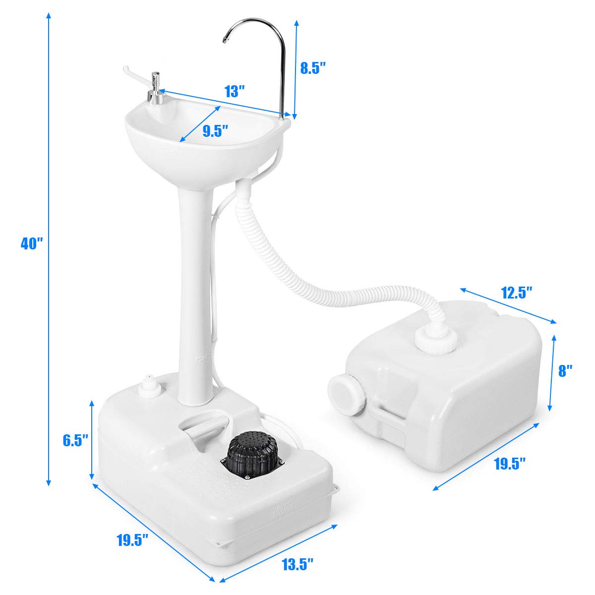 Giantex Portable Hand Washing Station with Wheels - 4.5 Gallon Fresh Water Tank, Towel Holder & Soap Dispenser - Foot Operated Free Standing Sink for Outdoor Camping, RV Trips, Picnics, and Indoor Use