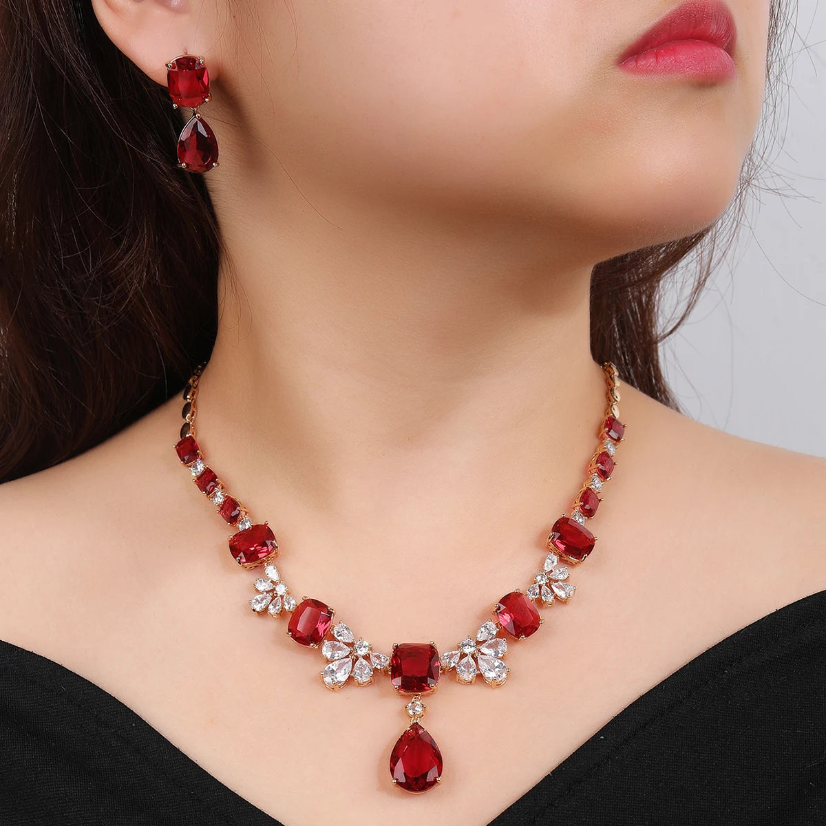 High-Quality Cubic Zirconia Bridal Jewelry Set for Women - Flower Necklace & Earrings Wedding Accessories | Elegant Wedding, Engagement & Special Occasion Jewelry