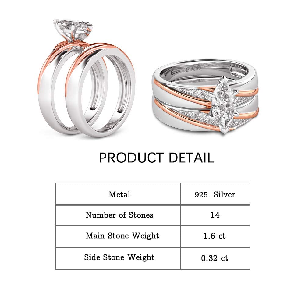 Jeulia 925 Sterling Silver Wedding & Engagement Rings for Women - 1.6ct Main Stone + 0.32ct Side Stones, Bridal Set, Promise & Anniversary Ring - Perfect for Proposals, Weddings & Special Occasions