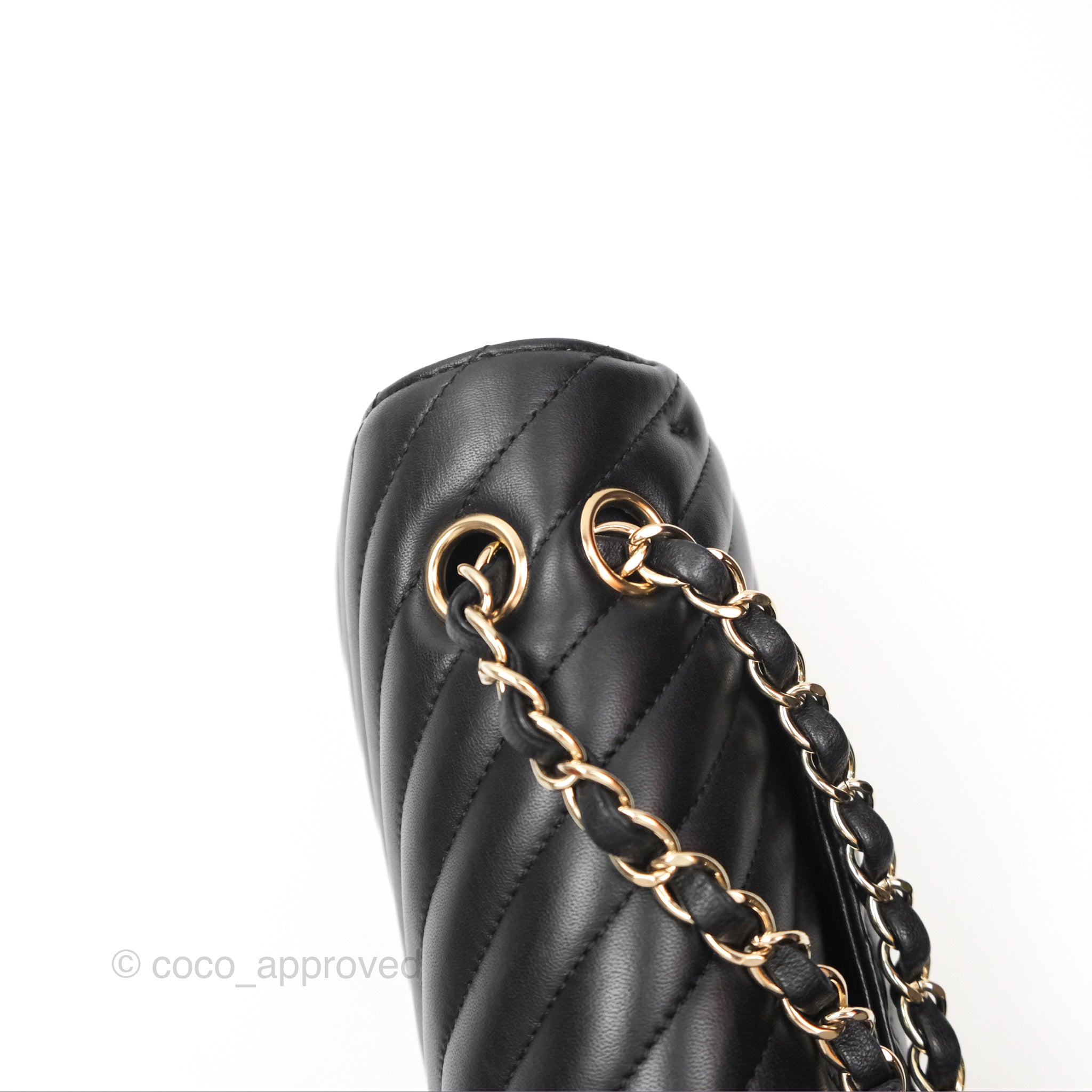 Chanel Classic M/L Medium Chevron Double Flap Bag - Black Lambskin Leather with Gold Hardware | Luxury Designer Handbag for Women, Perfect for Evening Events & Special Occasions