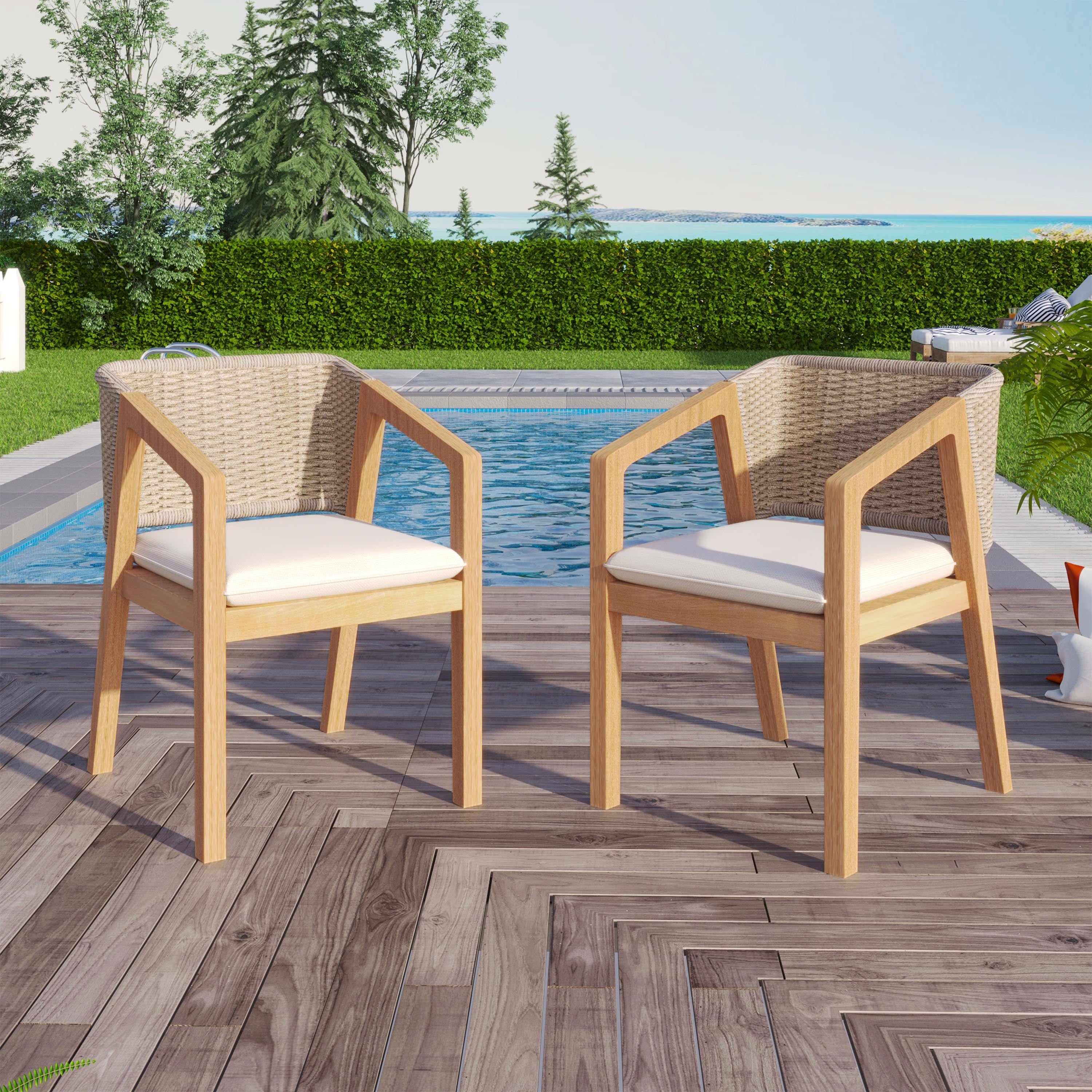 Modern Dining Chairs Set of 2 - Sturdy Wooden Kitchen Chairs with Cushioned Seats - Perfect for Dining Room, Kitchen, Breakfast Nook & Small Spaces