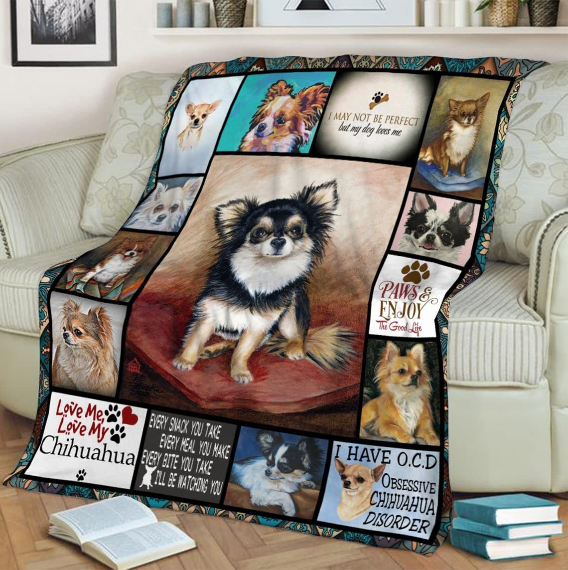 Chihuahua Dog Blanket - Soft & Cozy Throw Blanket for Dog Lovers, Perfect Gift for Dog Moms & Dads - Cute Chihuahua Design for Home, Sofa, Bed & Pet Lover Gifts