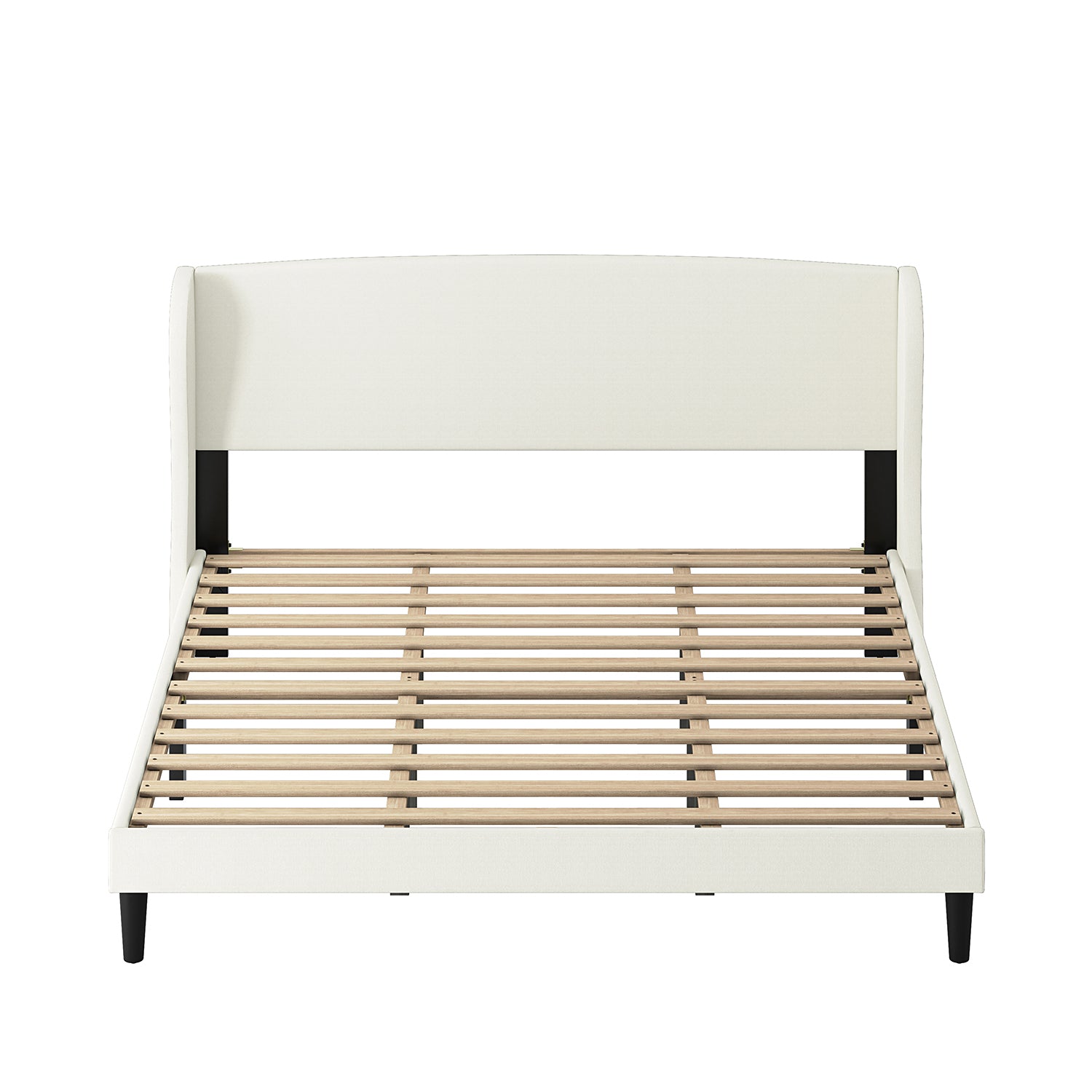 Baotist Upholstered Wingback Platform Bed Frame - Queen Size Modern Bedroom Furniture for Master Bedroom, Guest Room & Apartment