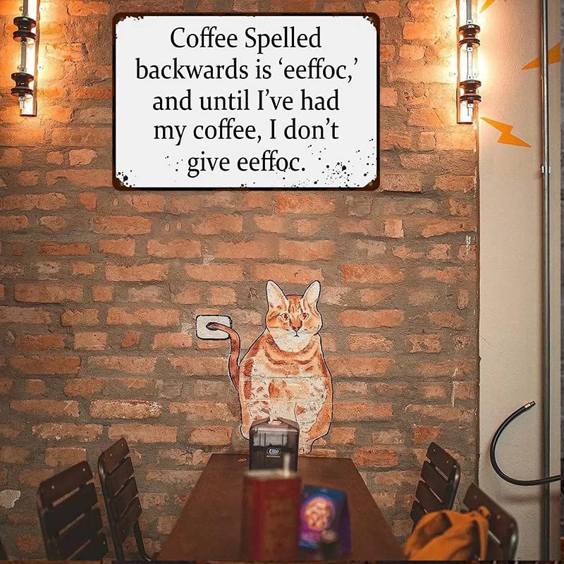 Eeffoc Funny Tin Sign - Retro Coffee Bar Decor for Kitchen, Cafe & Home - 12