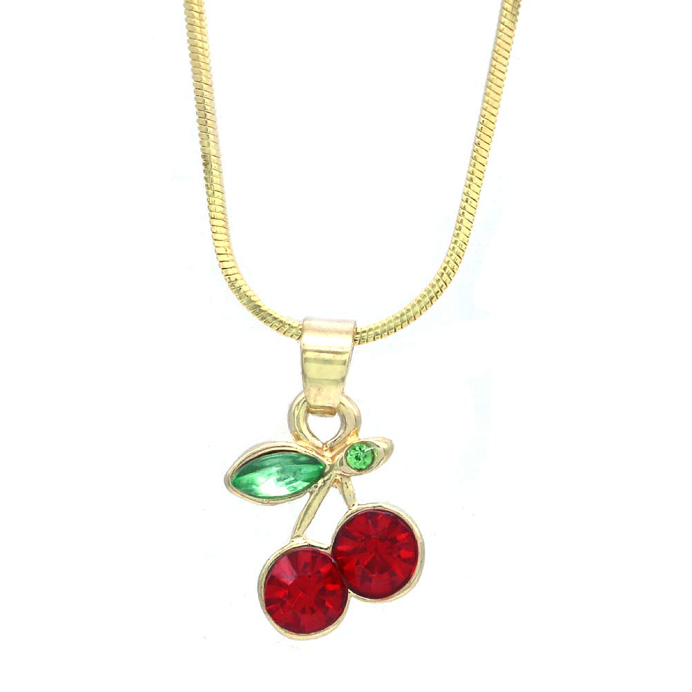 SoulBreeze Red Cherry Necklace - Summer Fruit Pendant Charm Gift for Women & Mom | Elegant Fashion Jewelry for Date Night, Mother's Day & Casual Wear