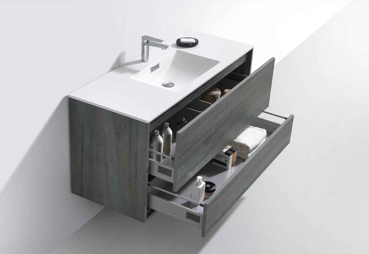 KubeBath DeLusso 48 Inch Single Sink Wall Mount Modern Bathroom Vanity - Perfect for Small Bathrooms, Powder Rooms & Contemporary Home Decor