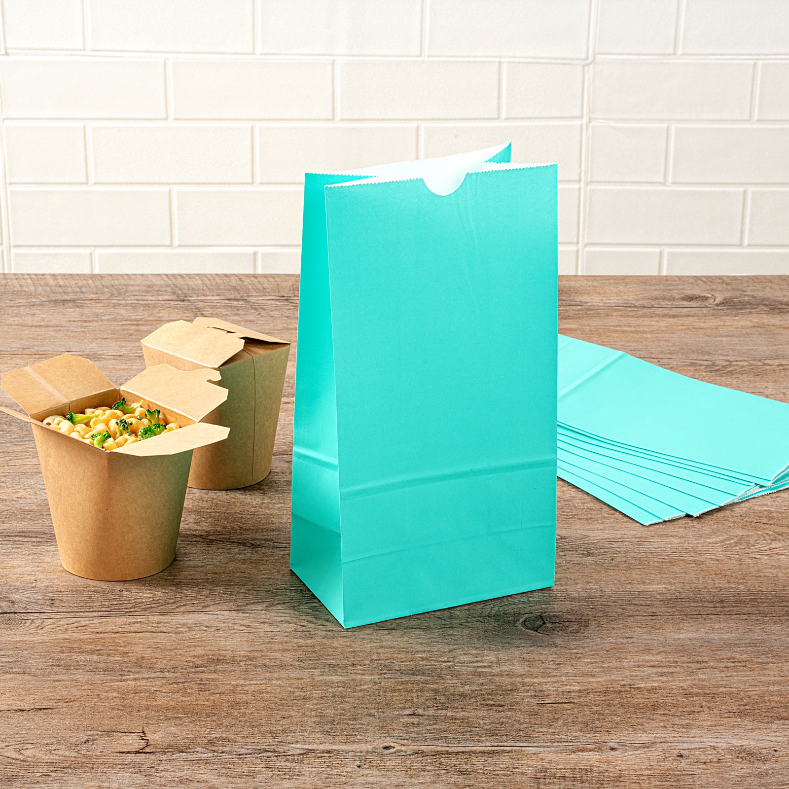 Premium Turquoise Paper Bags - 6x3.5x10.75 Inches - 6 lb Capacity - Pack of 100 - Eco-Friendly Gift Bags for Parties, Weddings & Retail Packaging