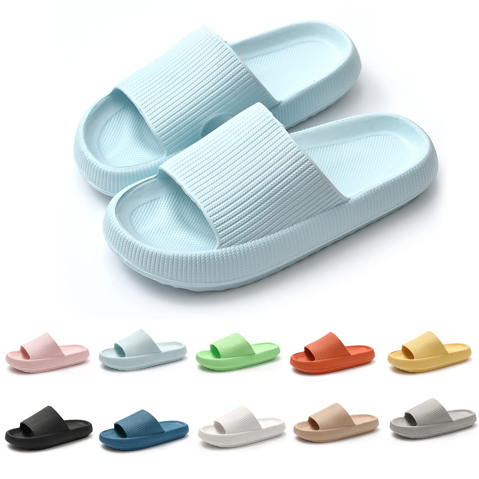 BOOMSHEEP Cloud Slides Slippers for Women & Men - Non-Slip Soft Thick Sole House Shoes - Comfortable Indoor Outdoor Sandals for Home, Lounge, and Backyard Relaxation