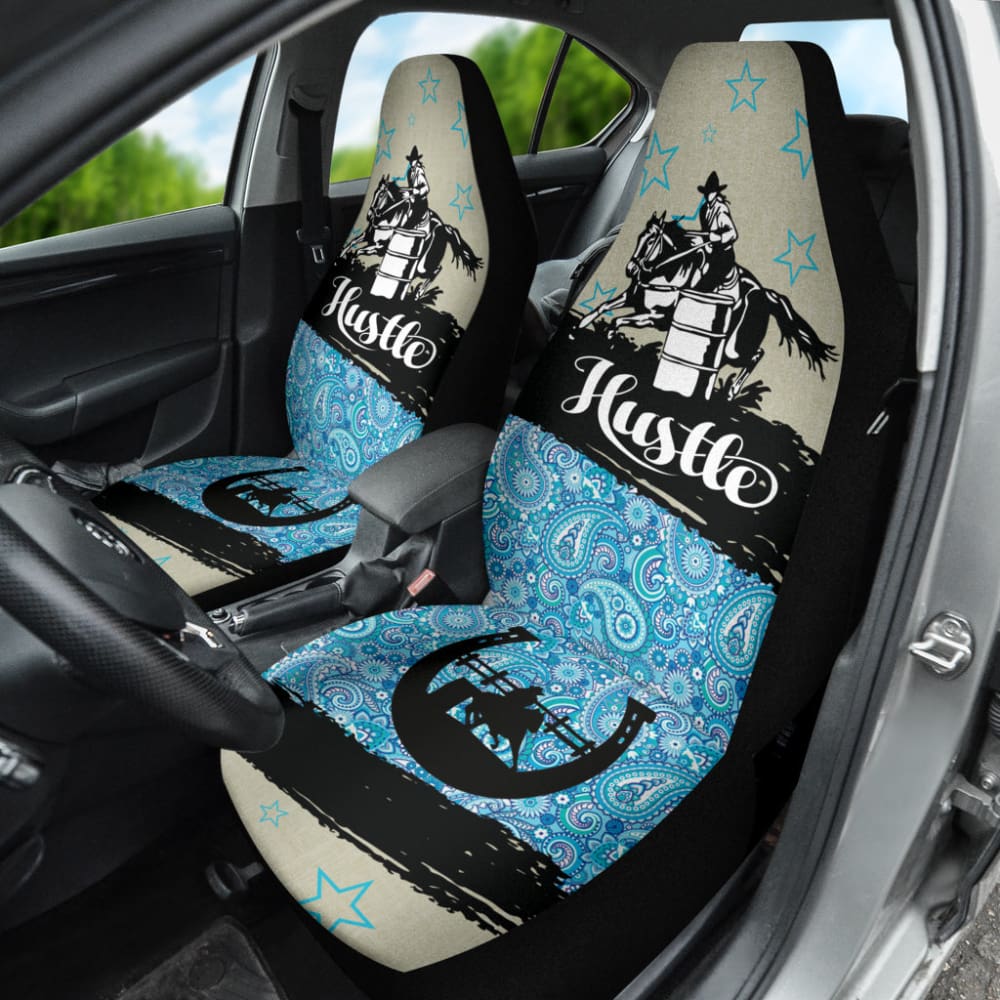 Custom Barrel Racer Horse Lovers Car Seat Covers for Trucks & SUVs - Western Equestrian Design, Durable Neoprene Material - Perfect for Rodeo Events, Horse Shows & Country Rides