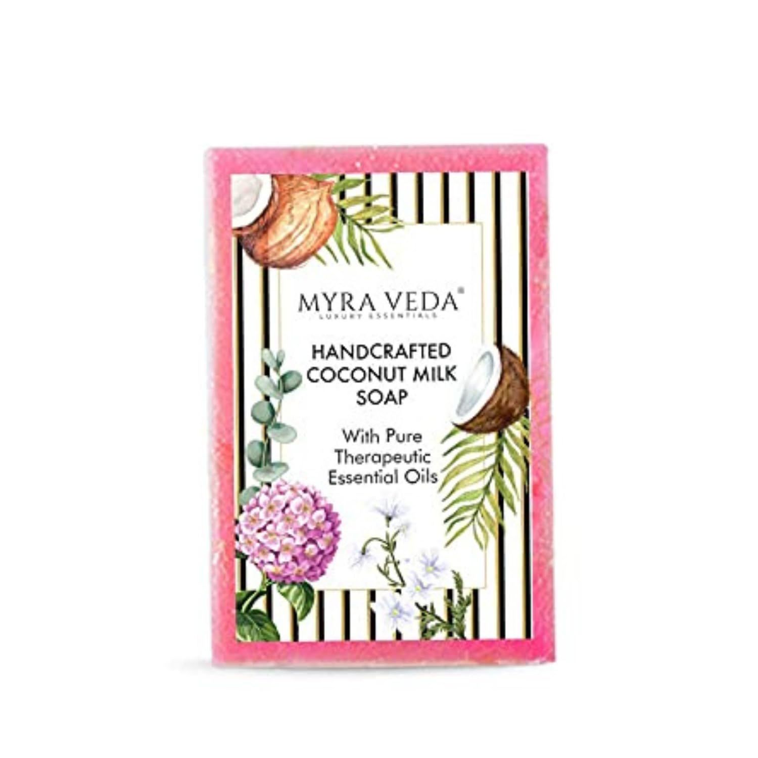 Myra Veda Organic Coconut Milk Bath Soap for Women & Men | 100% Natural Handmade Therapeutic Soap for Dry & Glowing Skin | Chemical-Free, Essential Oil Enriched | Perfect for Daily Shower, Spa & Gift - 100g