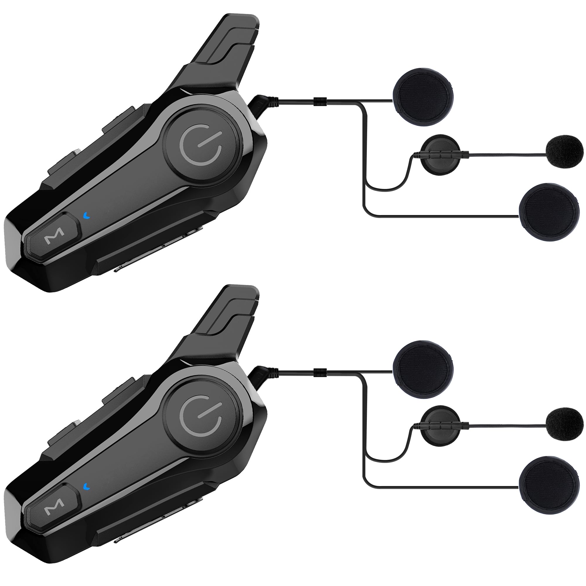 Wireless Motorcycle Bluetooth Headset - 400M Intercom Headphones with CVC Noise Cancellation & Stereo Music | IPX6 Waterproof for Half/Open Face Helmets (2 Pack) | Perfect for Group Riding, Commuting & Adventure Tours