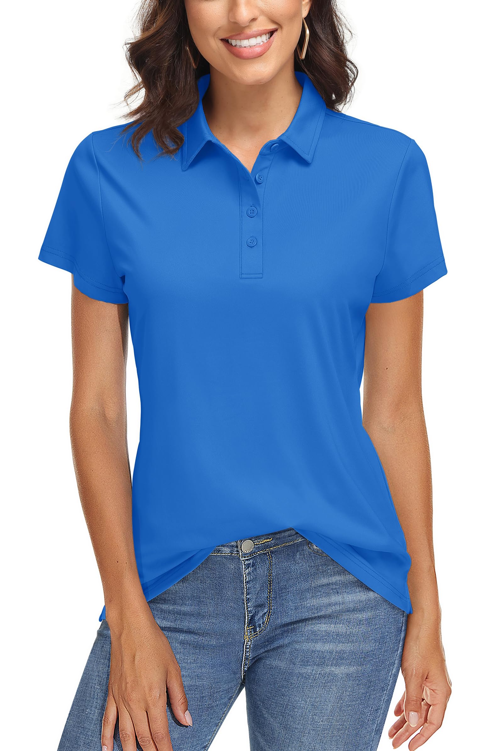 TACVASEN Women's Quick Dry UPF 50+ Sun Protection Golf Polo Shirt - Breathable Short Sleeve Collared Top for Golf, Tennis & Outdoor Activities