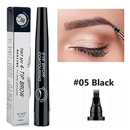YEKDA Waterproof Eyebrow Tattoo Pen - 4 Point Microblade Brow Pencil with Long Lasting Formula (Black) | Natural Looking Eyebrows for Daily Makeup & Special Occasions