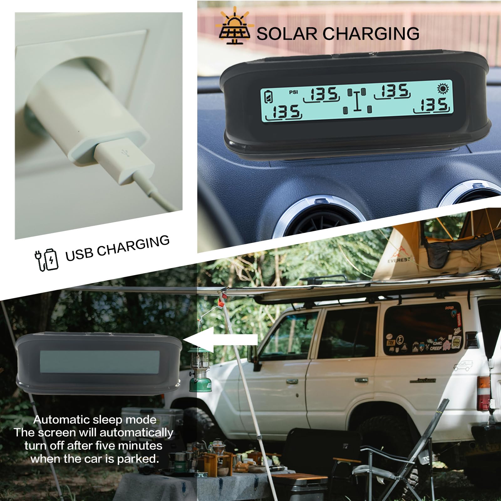 RV Tire Pressure Monitoring System (0-199PSI) - 4 Sensor TPMS with 6 Alert Modes & Long Range for Trailers, Trucks & Campers | Real-Time Monitoring for Safer RV Travels