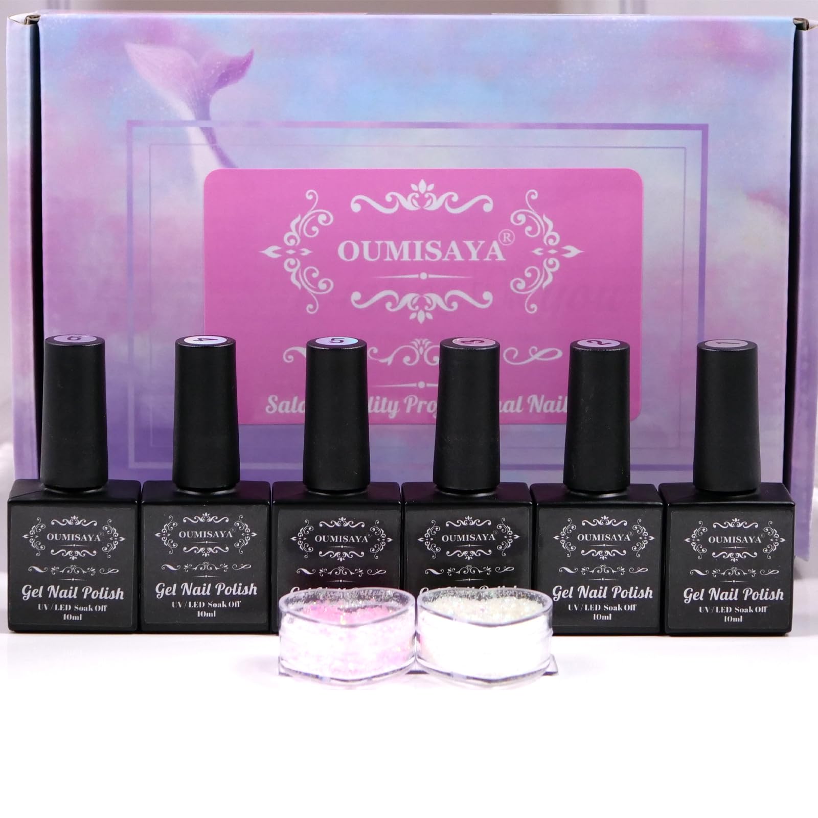 Glow in The Dark Opal Gel Nail Polish Set - 6 Color Changing Semi Clear Nail Polish with Top Coat (GP015) for UV/LED Manicure, Nail Art Designs & Party Nails