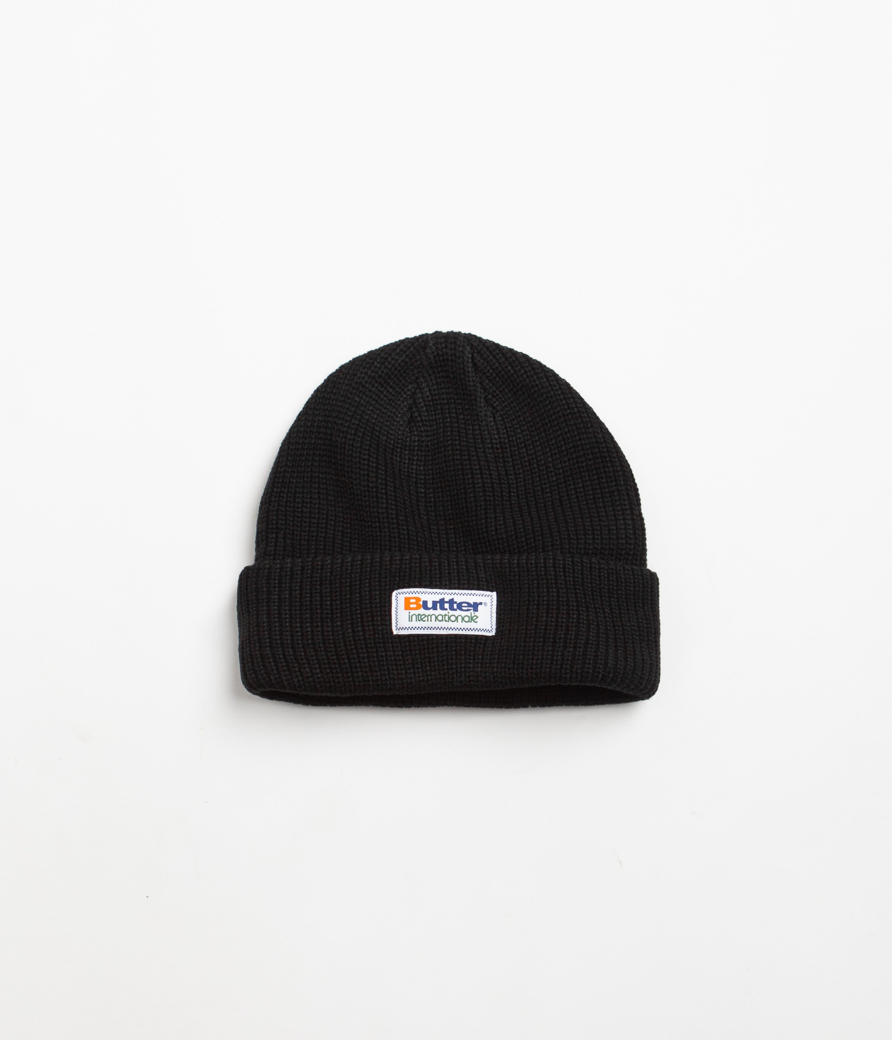 Butter Goods Internationale Beanie - Black Winter Hat for Men & Women | Warm Knit Beanie for Outdoor Activities, Skiing, and Casual Wear